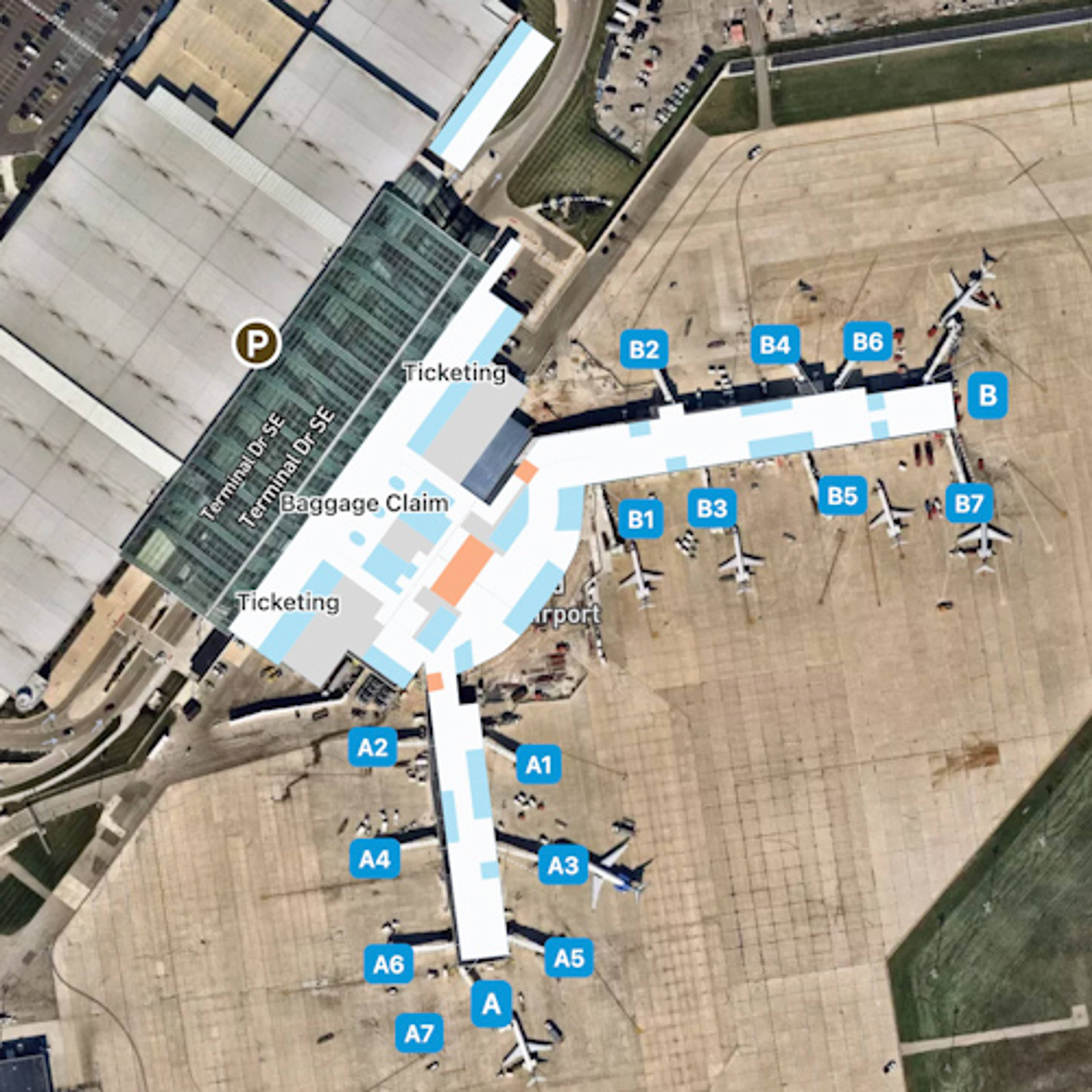 Gerald R Ford Airport GRR Terminal Overview Map