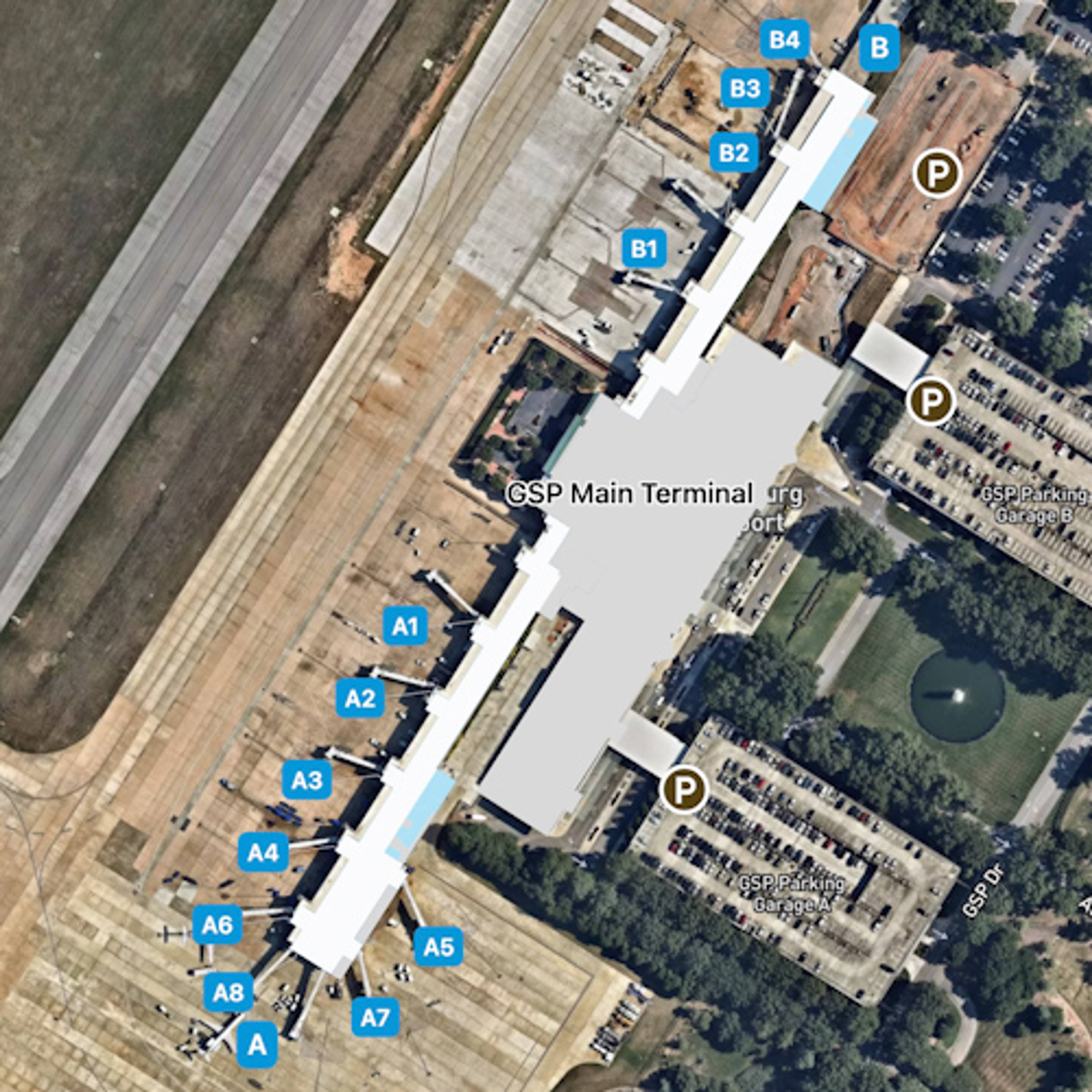 Greenville Spartanburg Airport GSP Terminal Overview Map