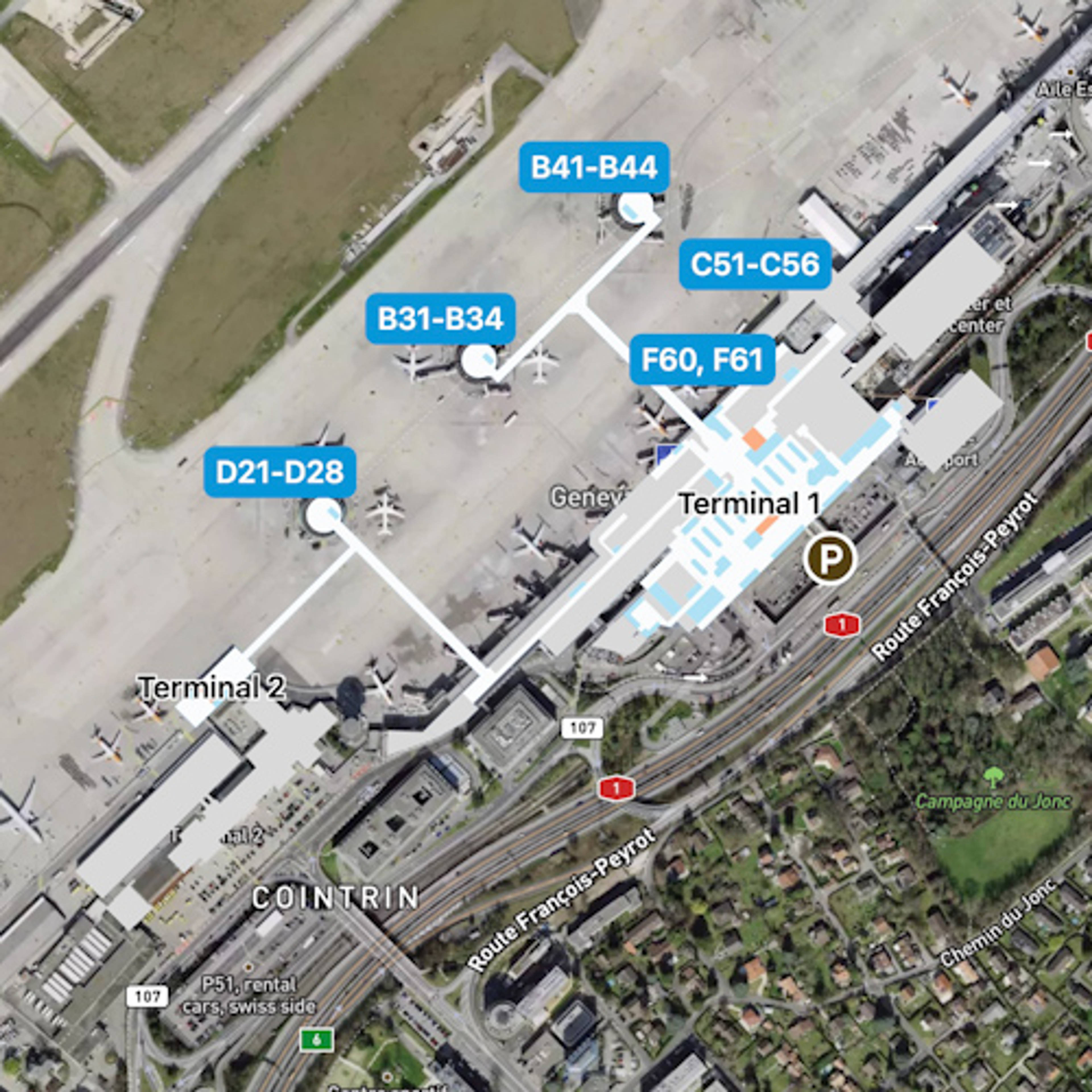 Geneva Airport GVA Terminal Overview Map