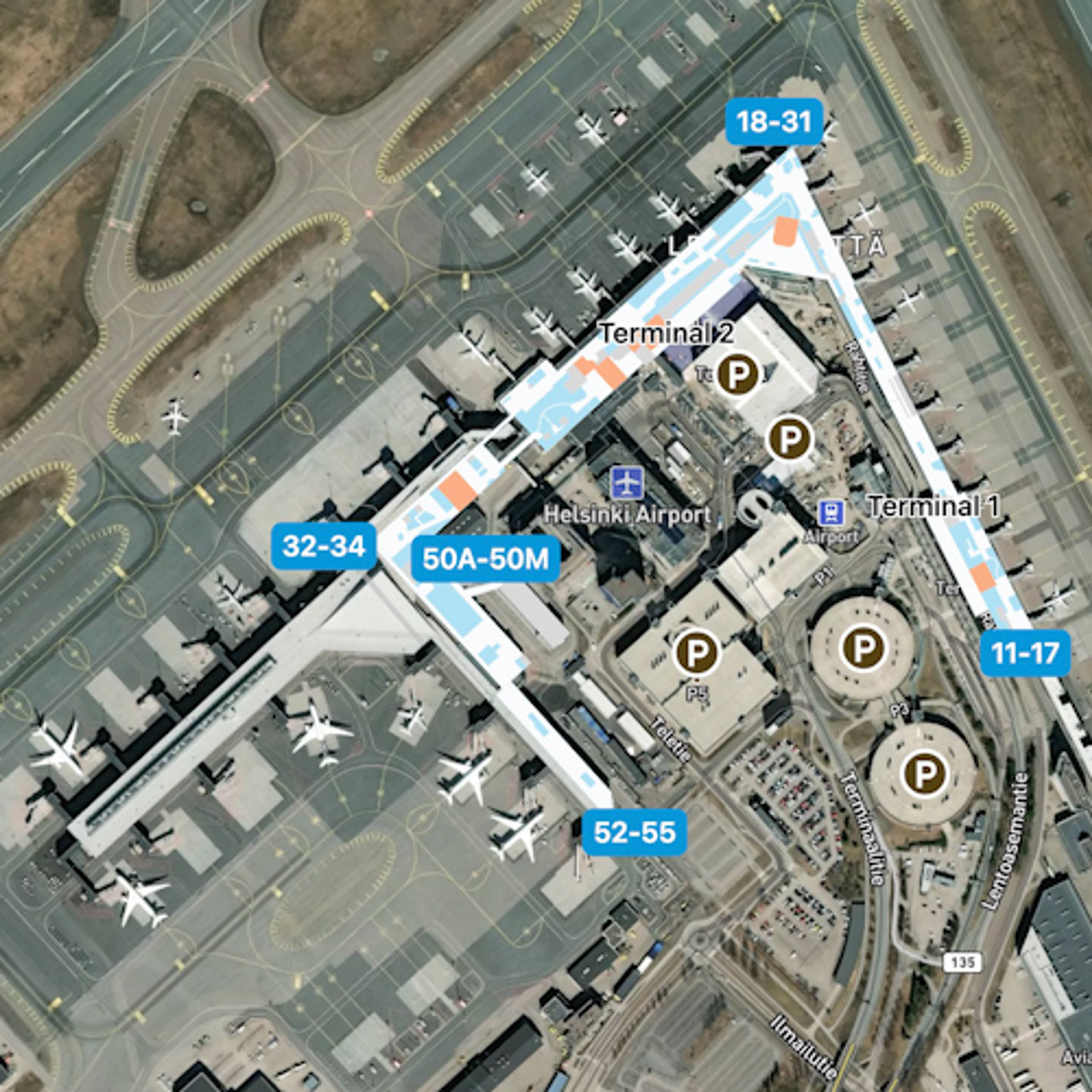 Helsinki Vantaa Airport HEL Terminal Overview Map
