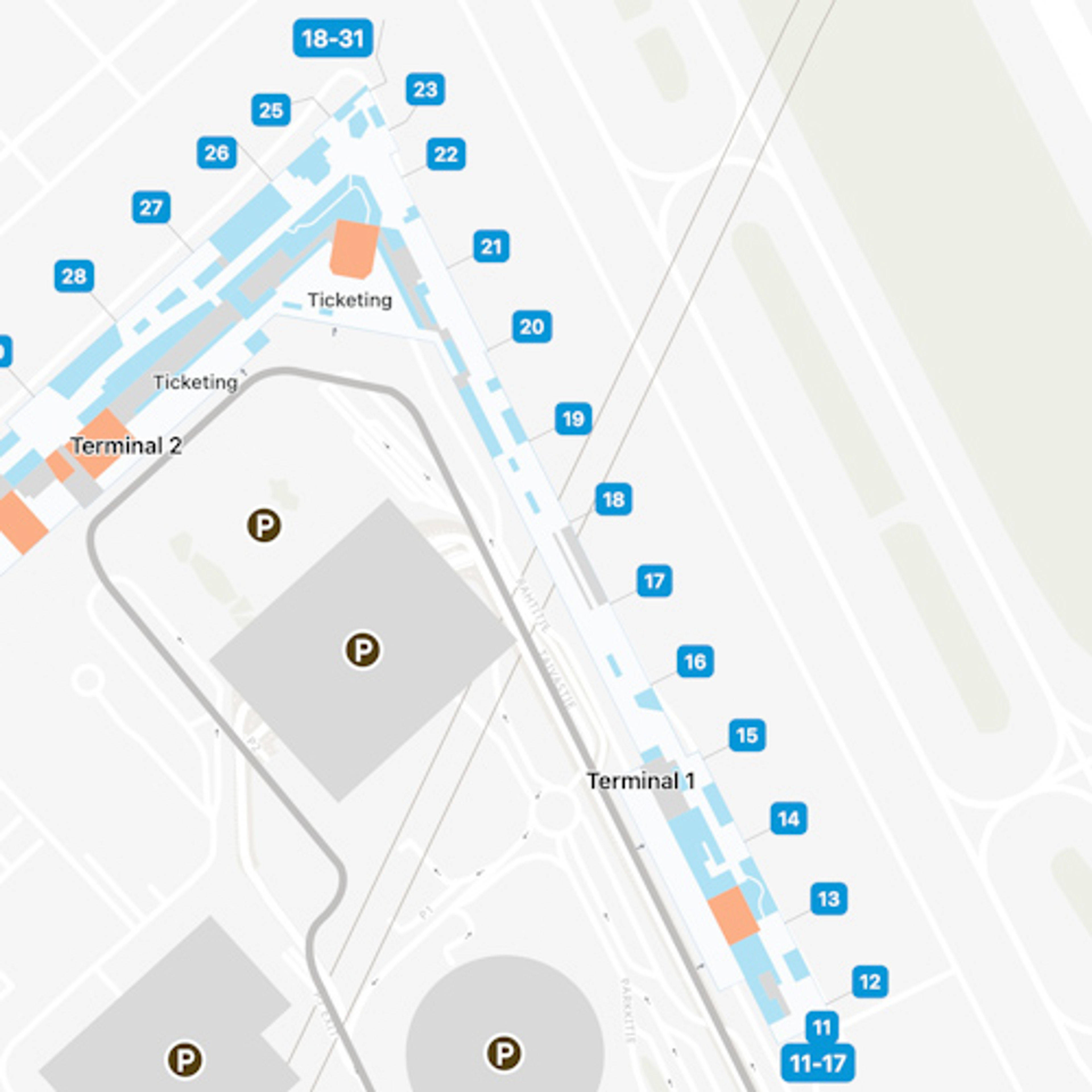 HEL Terminal 1 Map