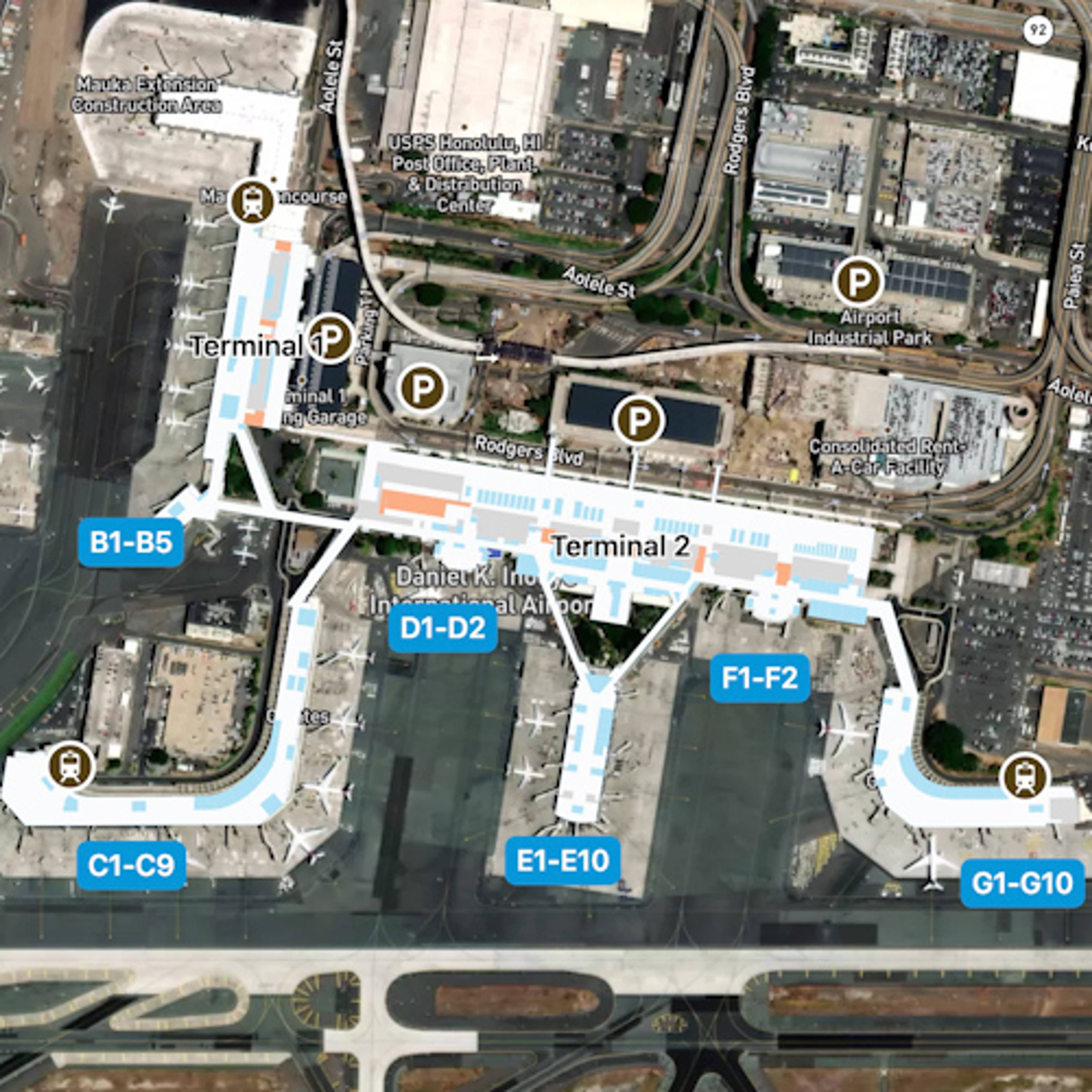 Honolulu Airport HNL Terminal Overview Map