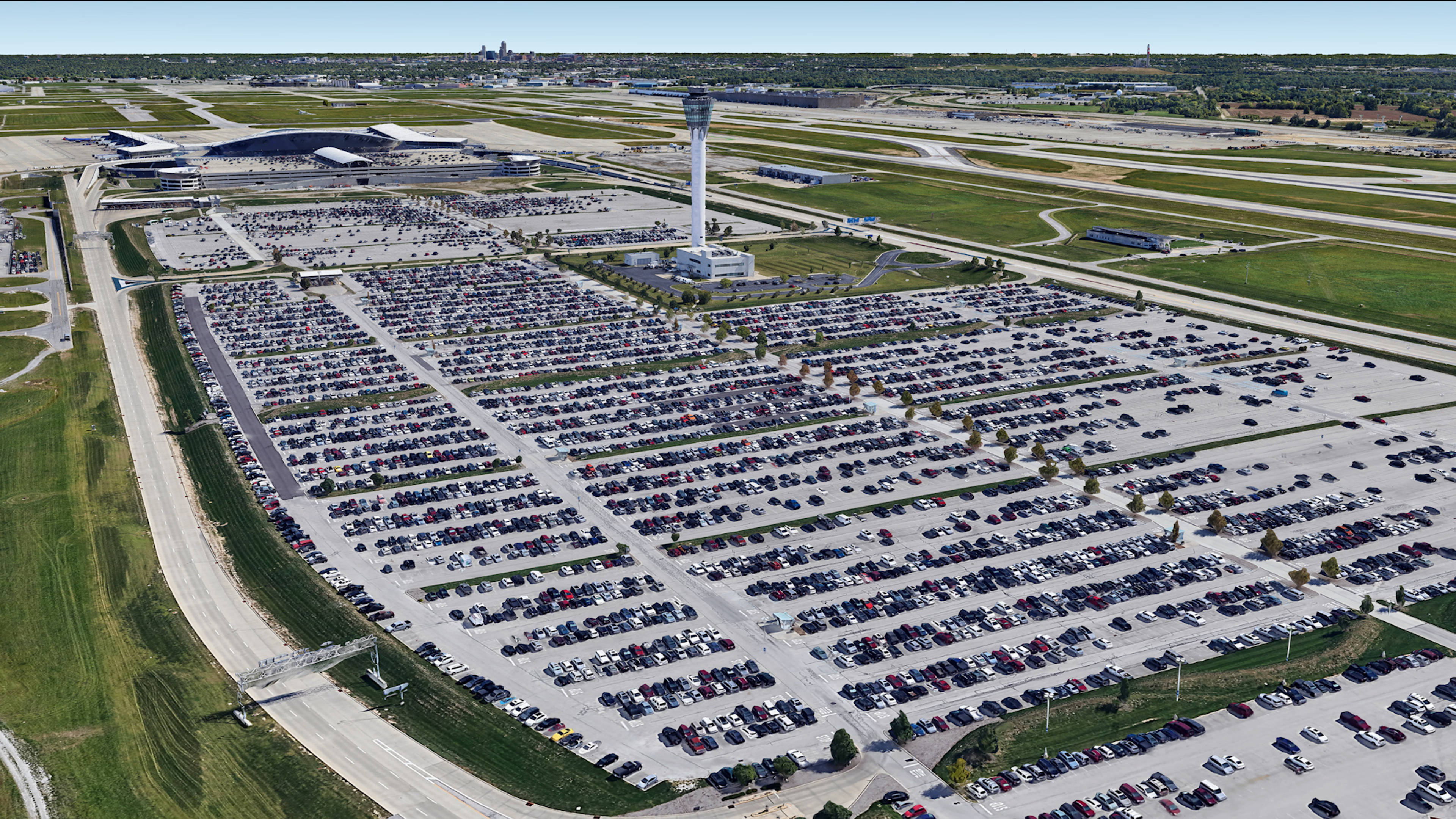 Aerial View of Indianapolis Airport Parking
