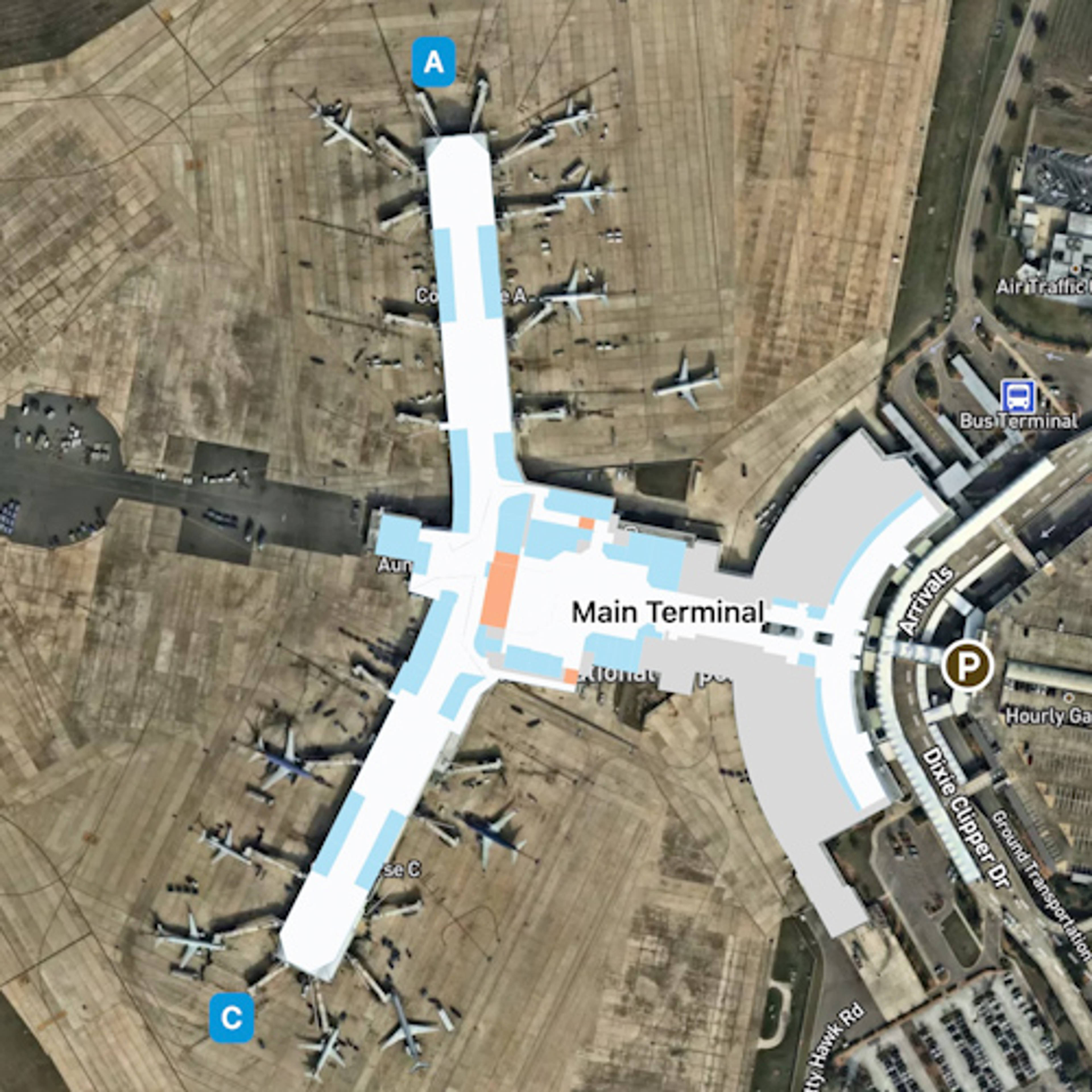 Jacksonville Airport JAX Terminal Overview Map