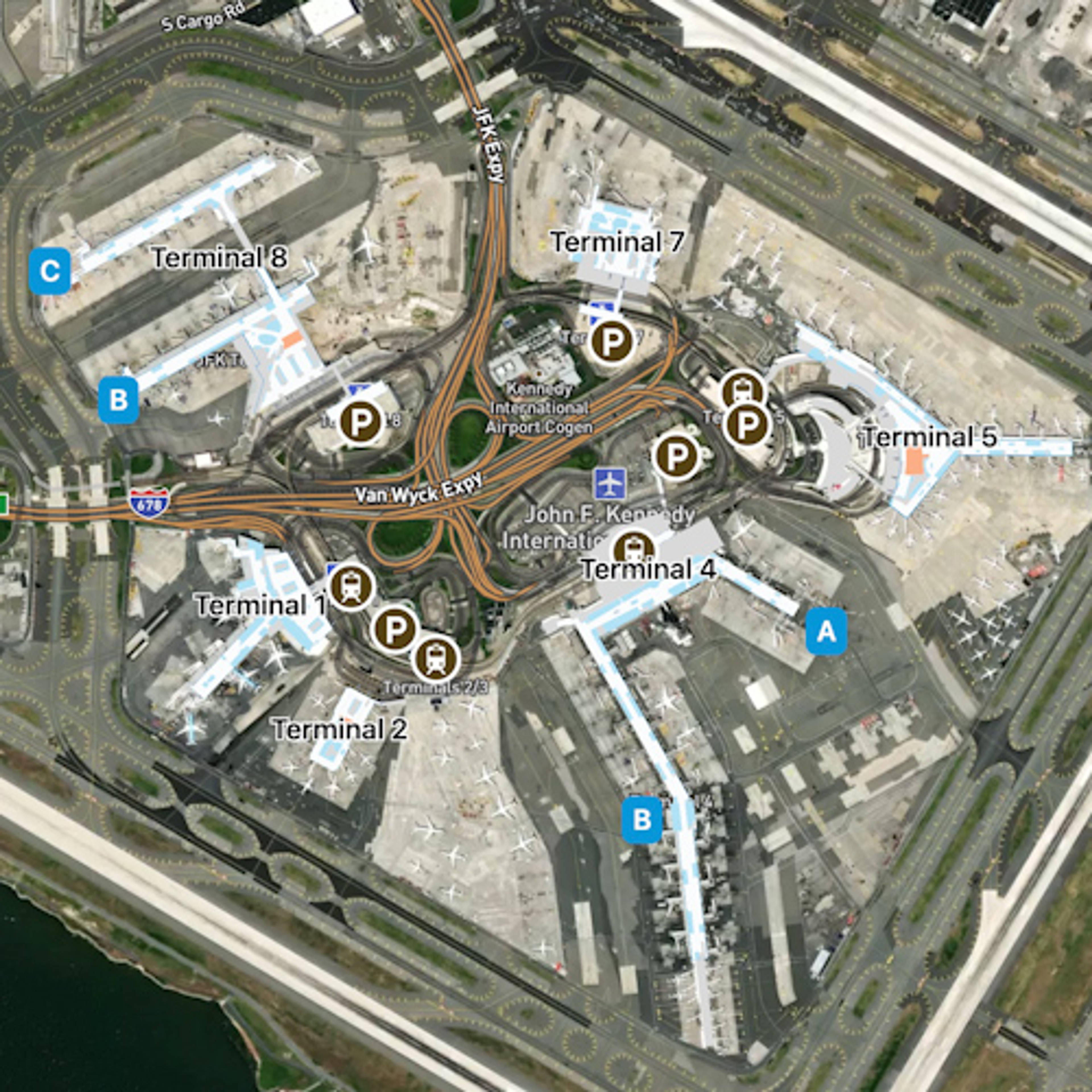 New York Kennedy Airport JFK Terminal Overview Map