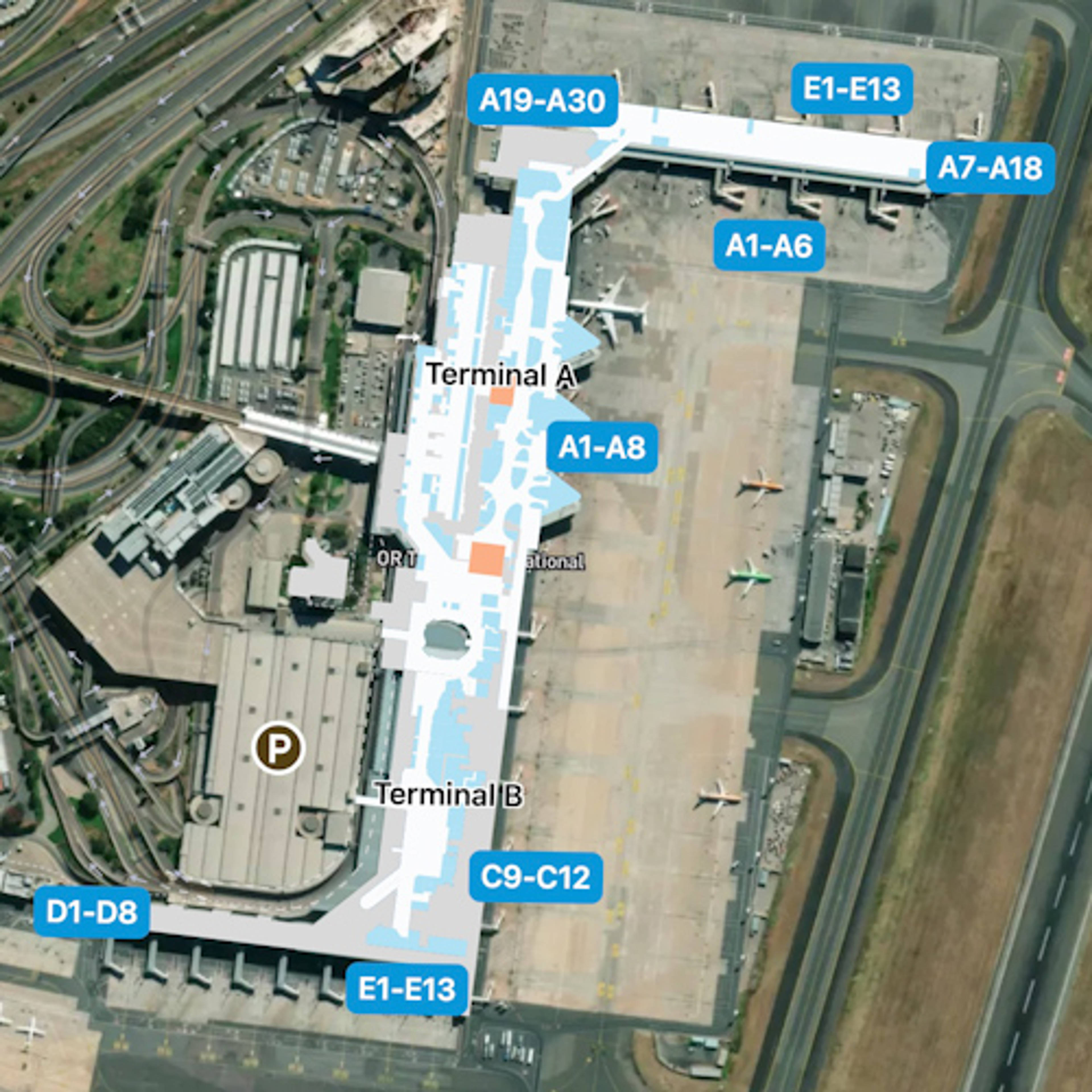 Johannesburg Tambo Airport JNB Terminal Overview Map