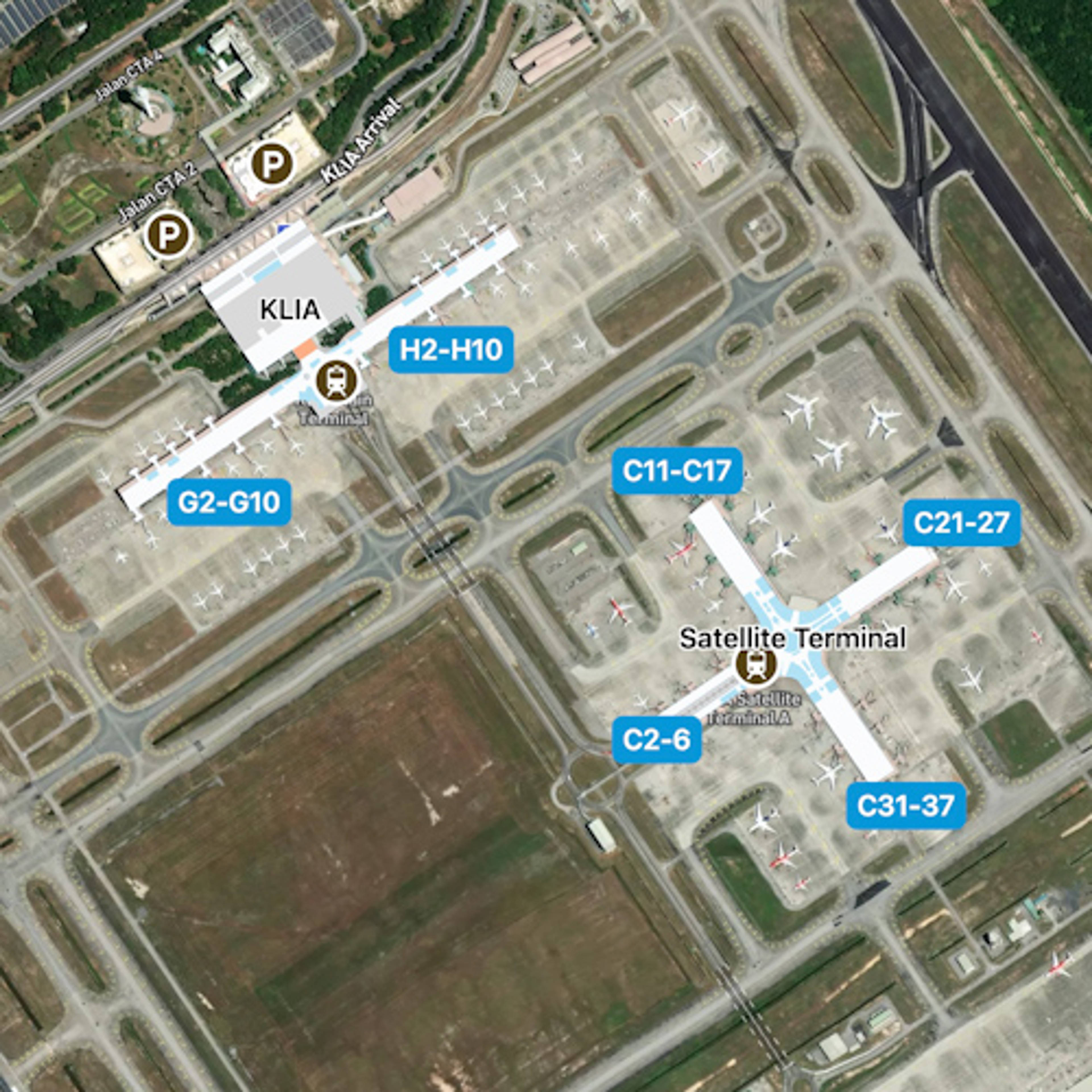 Kuala Lumpur Airport KUL Terminal Overview Map