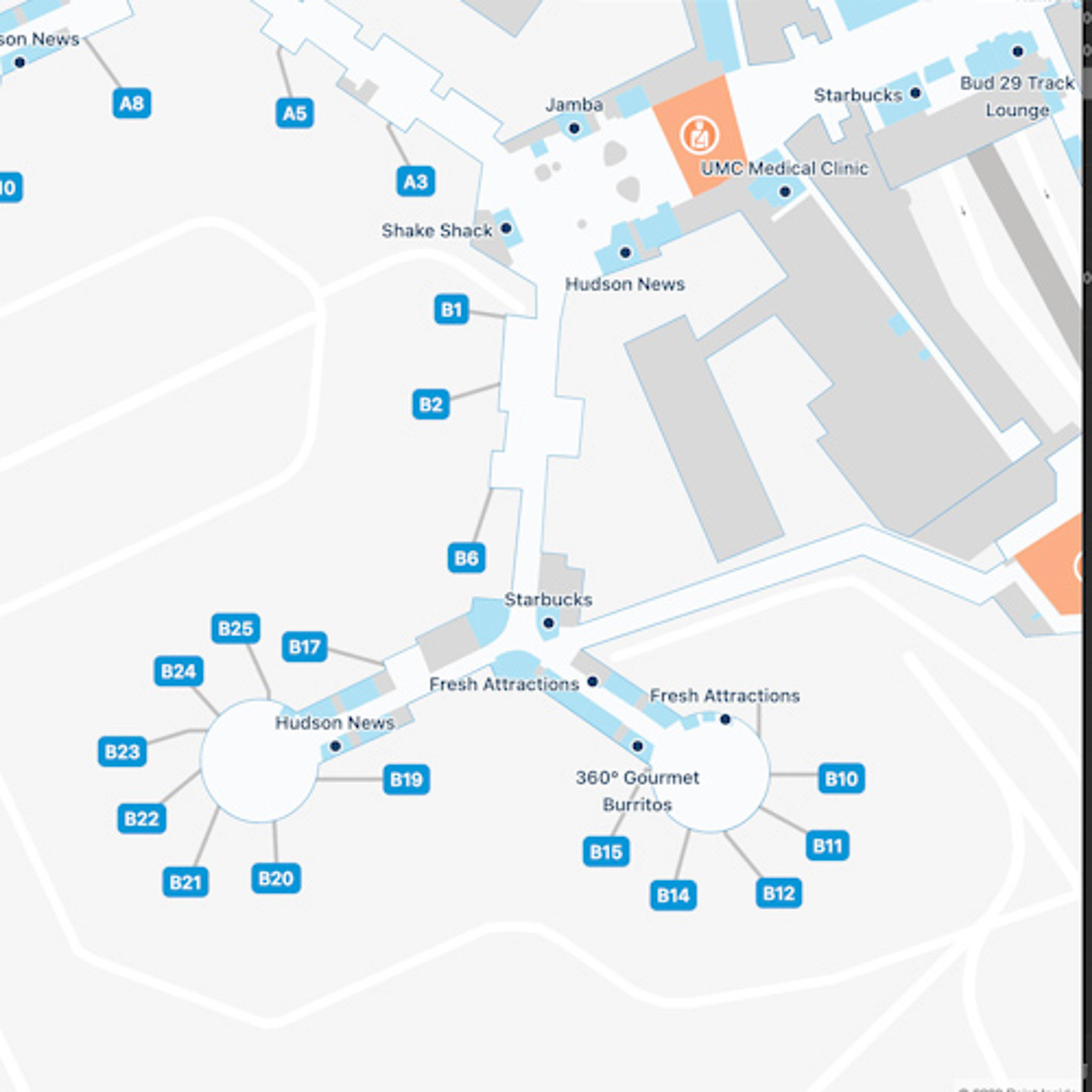 LAS Concourse B Map