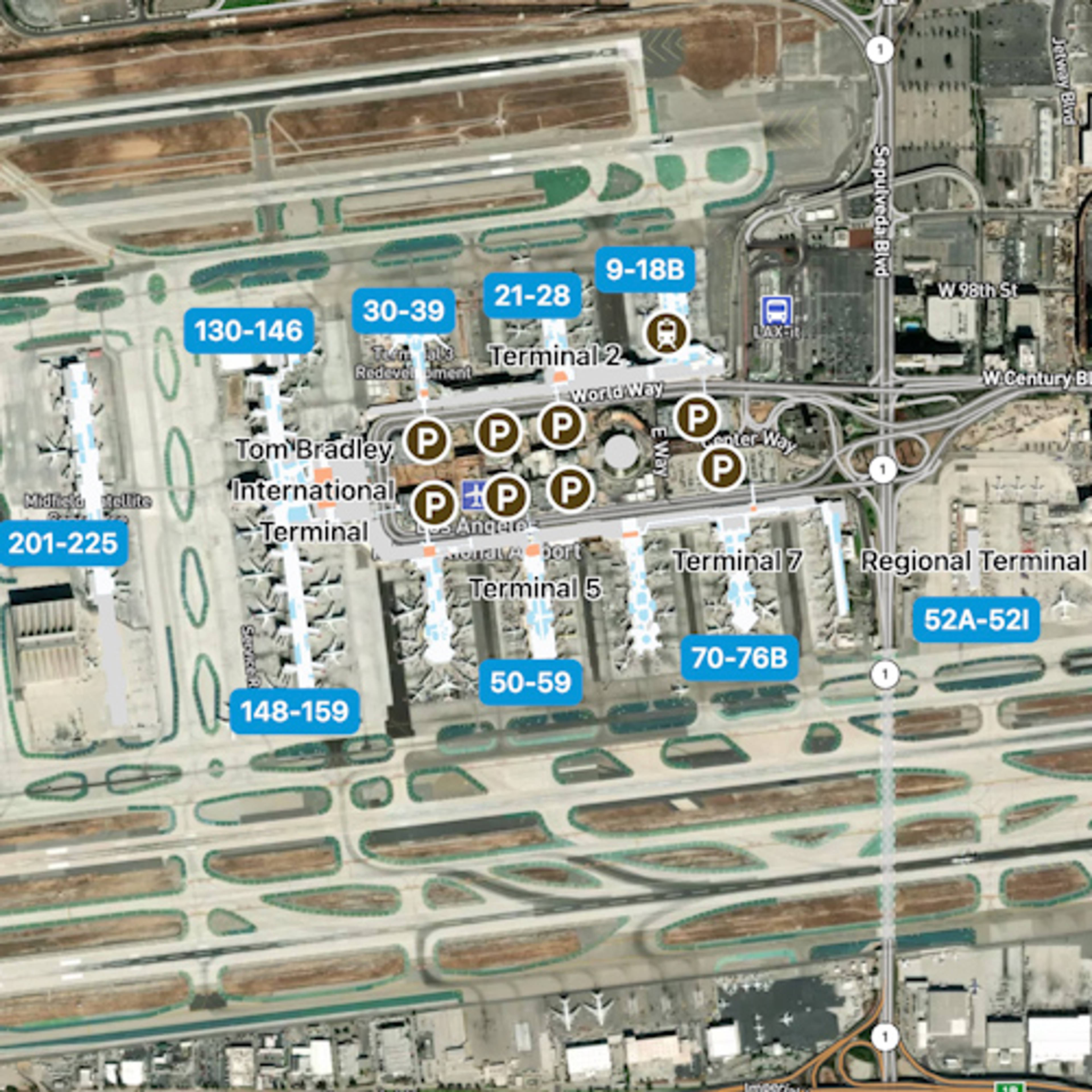Los Angeles Airport LAX Terminal Overview Map