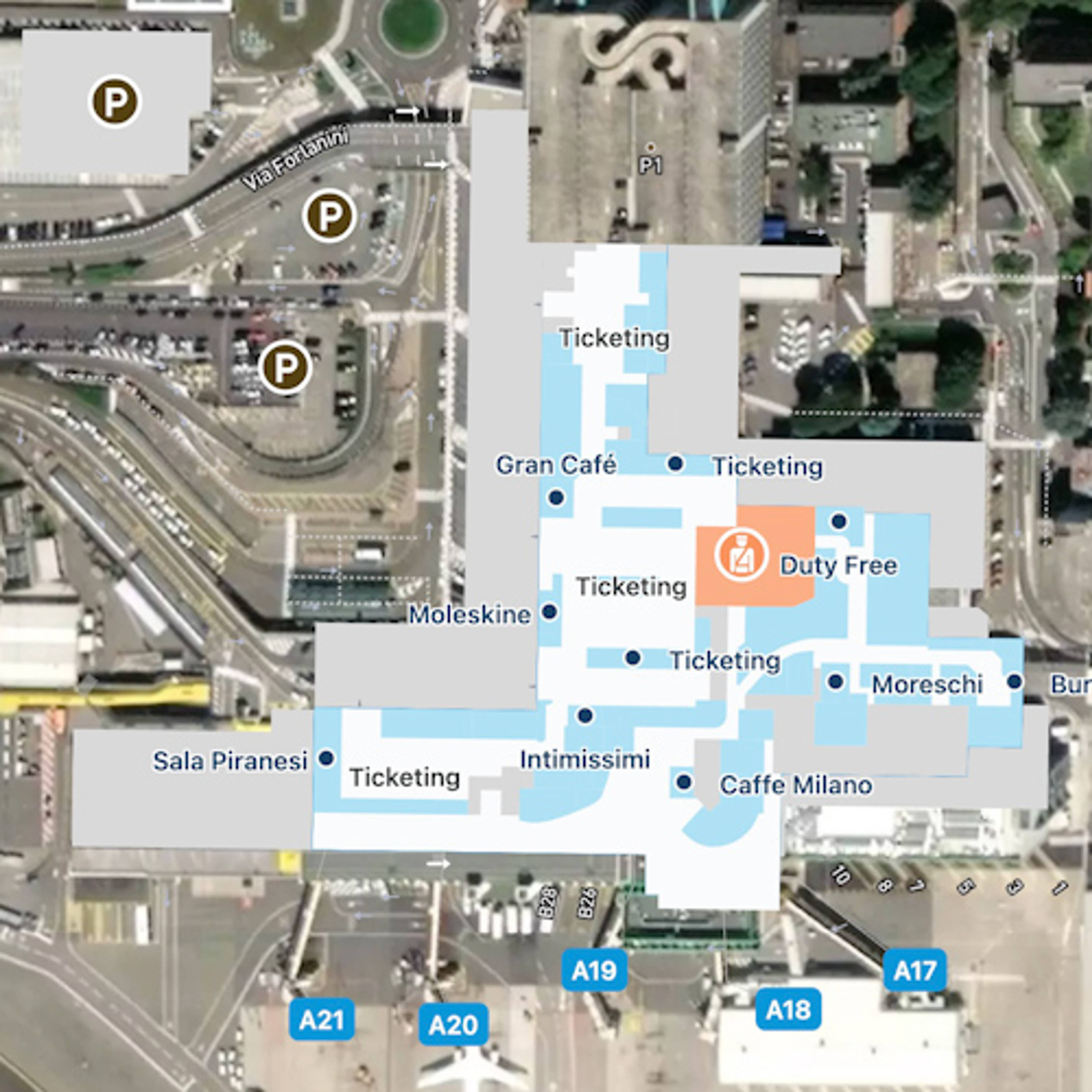 Milan Linate Airport LIN Terminal Overview Map