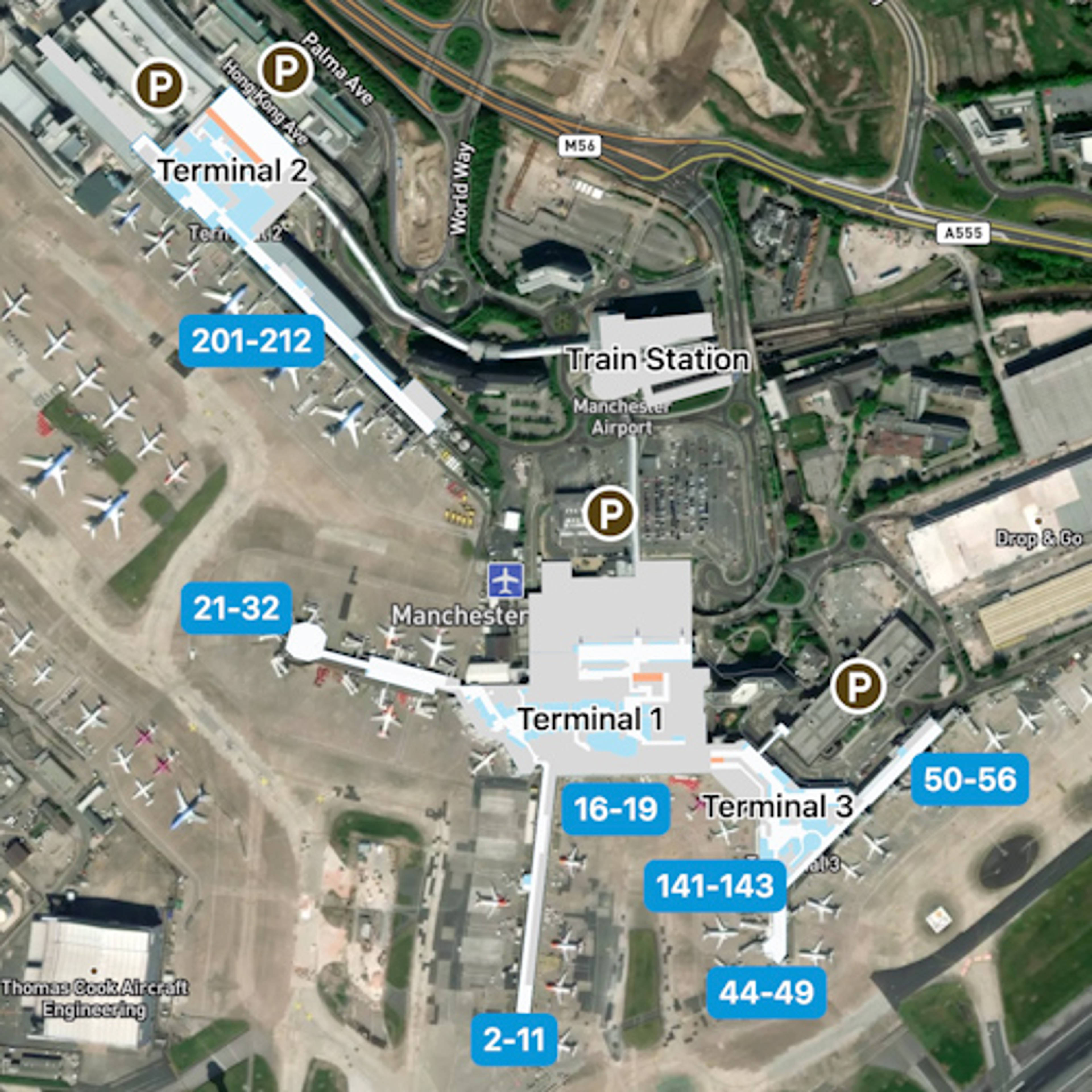 Manchester Airport MAN Terminal Overview Map