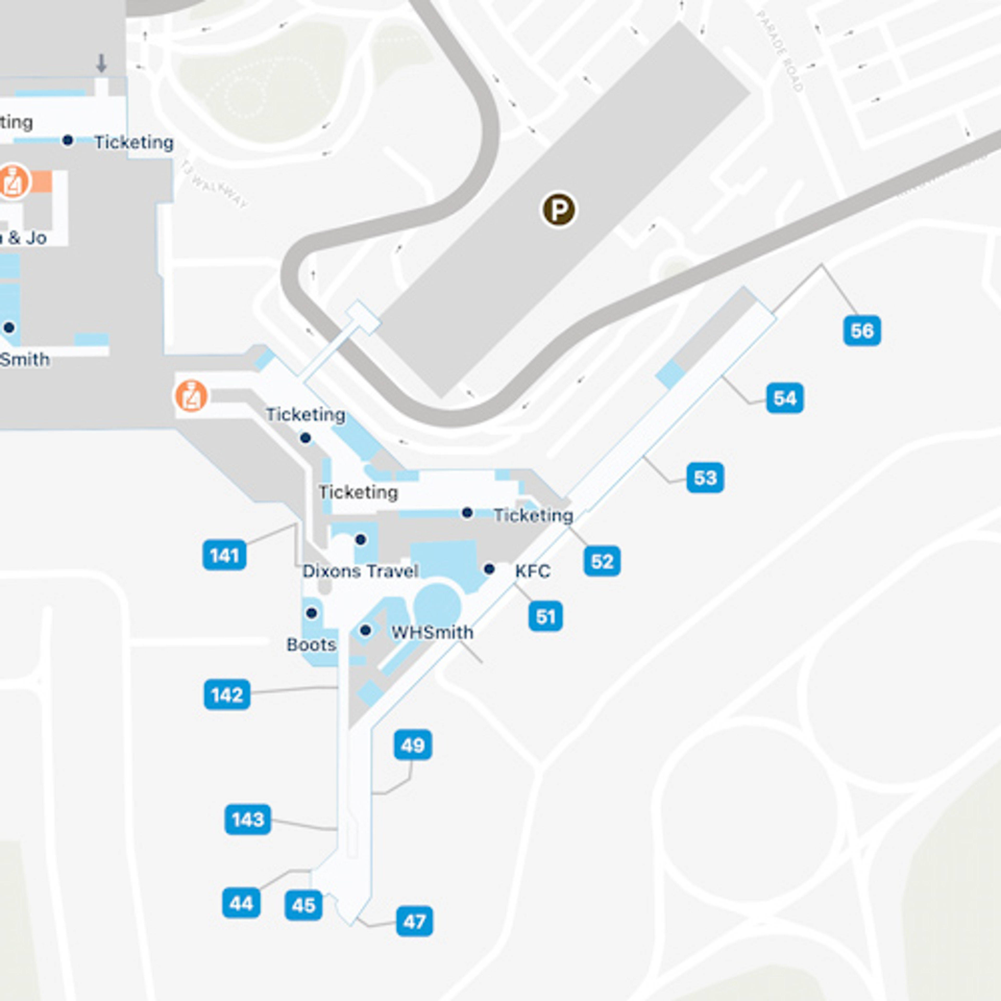 manchester airport train station to terminal 3 walk map ryanair