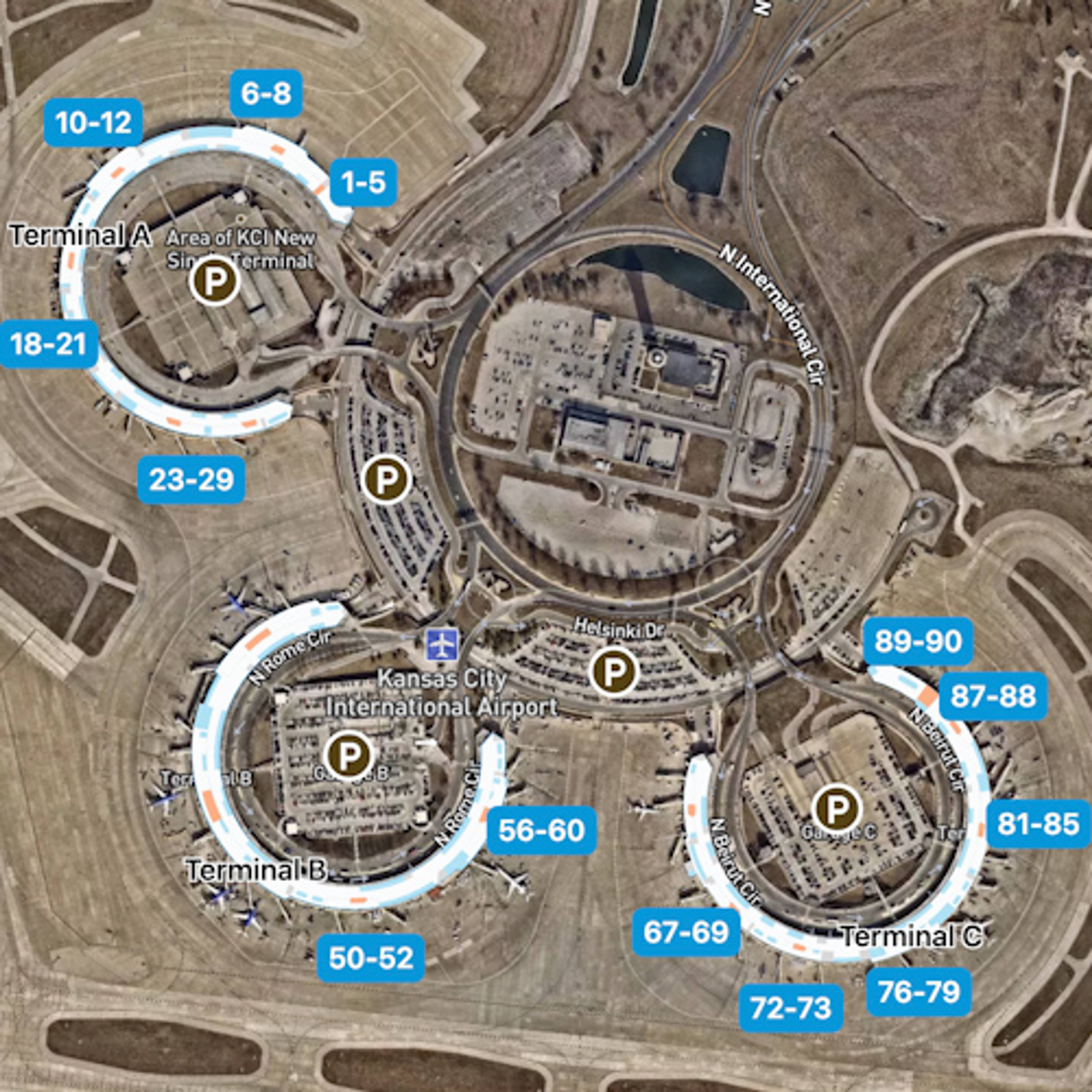 Kansas City Airport MCI Terminal Overview Map