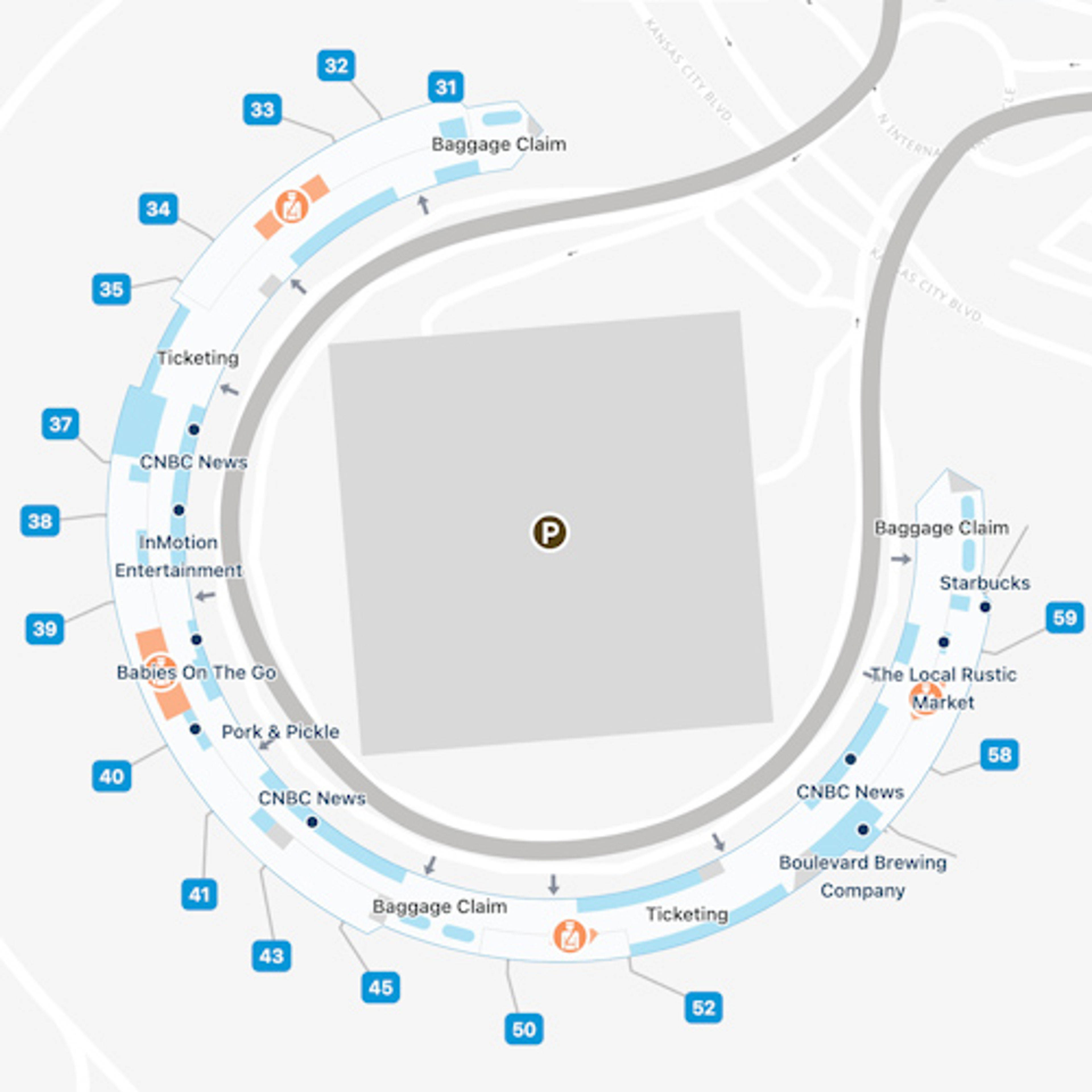 MCI Concourse B Map