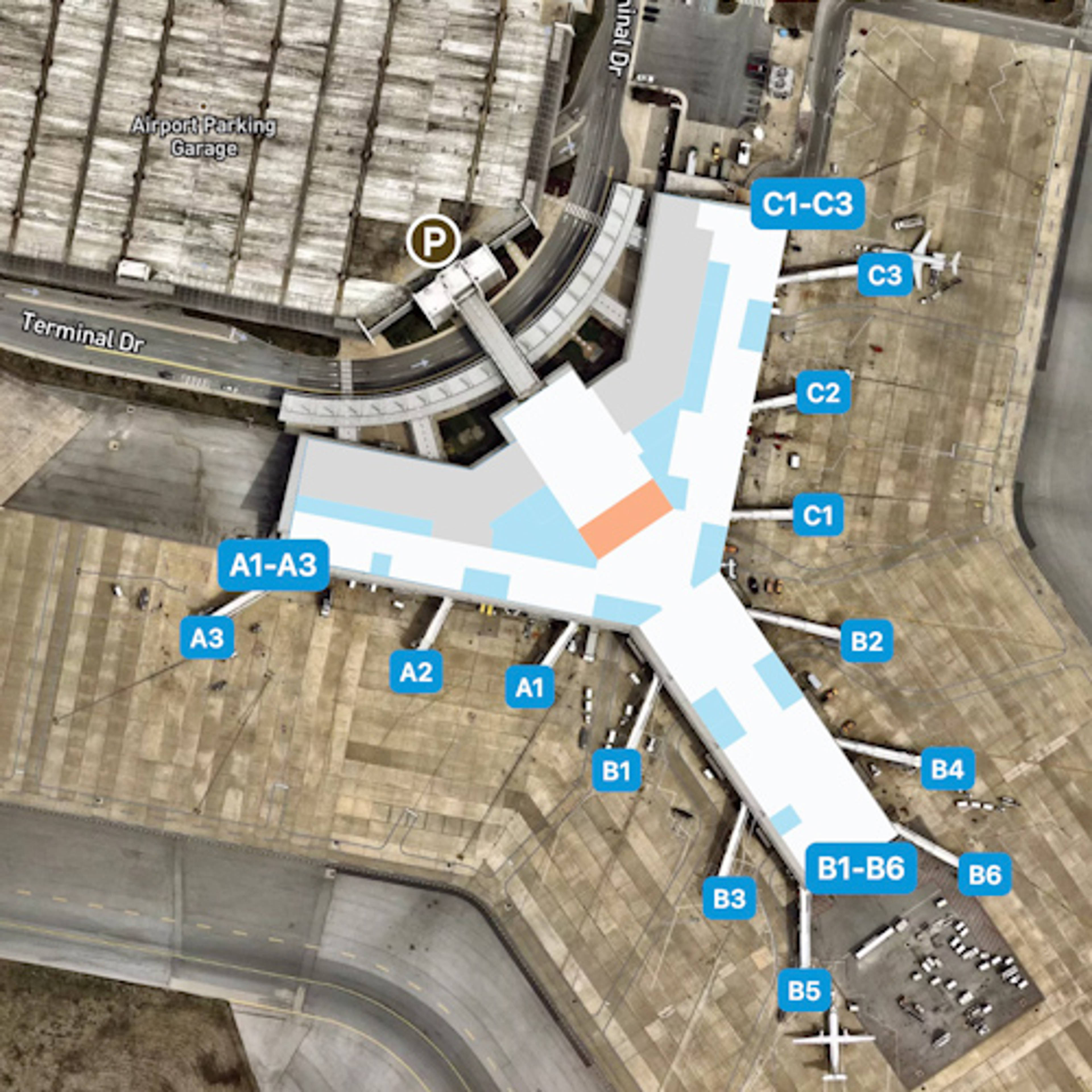 Harrisburg-Airport MDT Terminal Overview Map