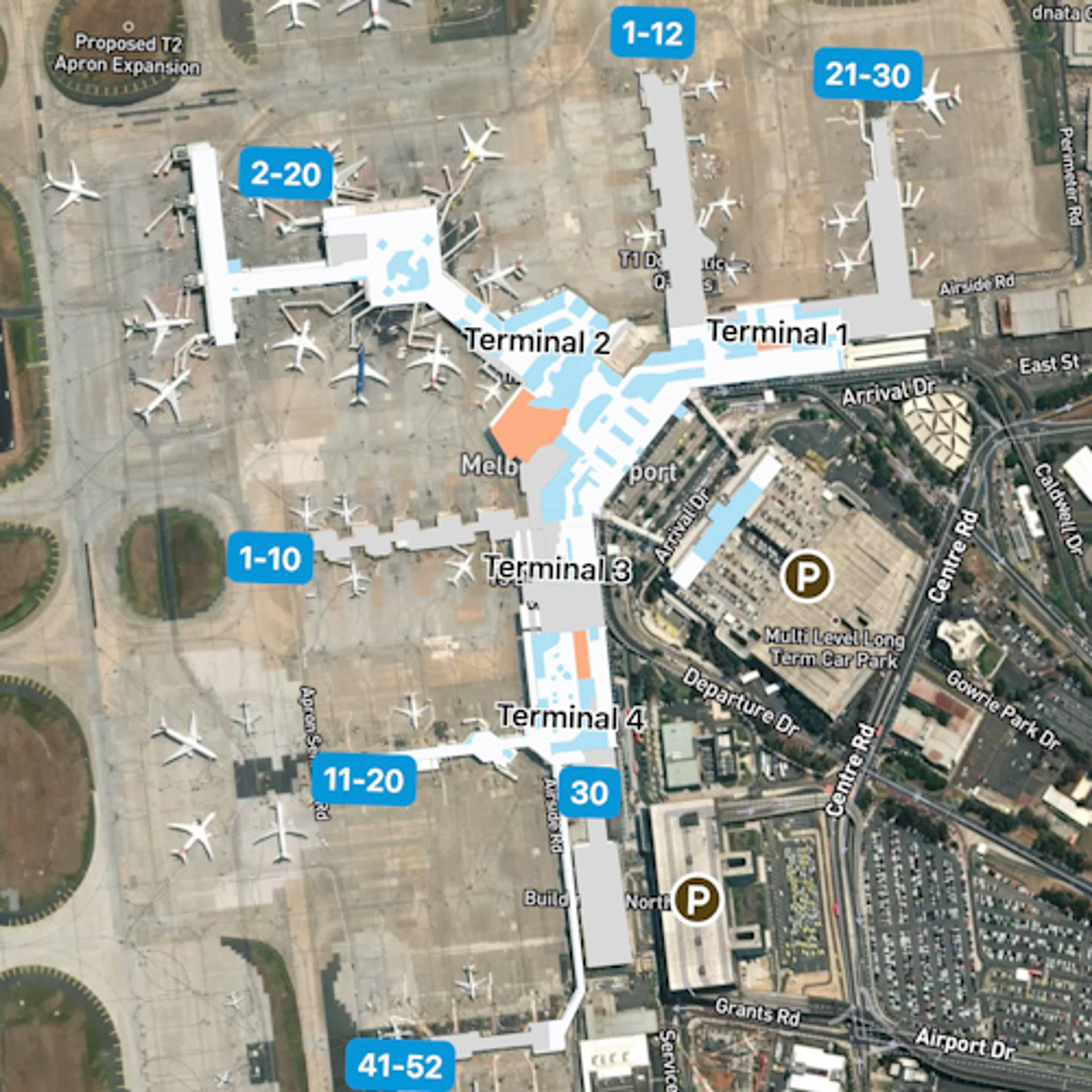 Melbourne Airport MEL Terminal Overview Map