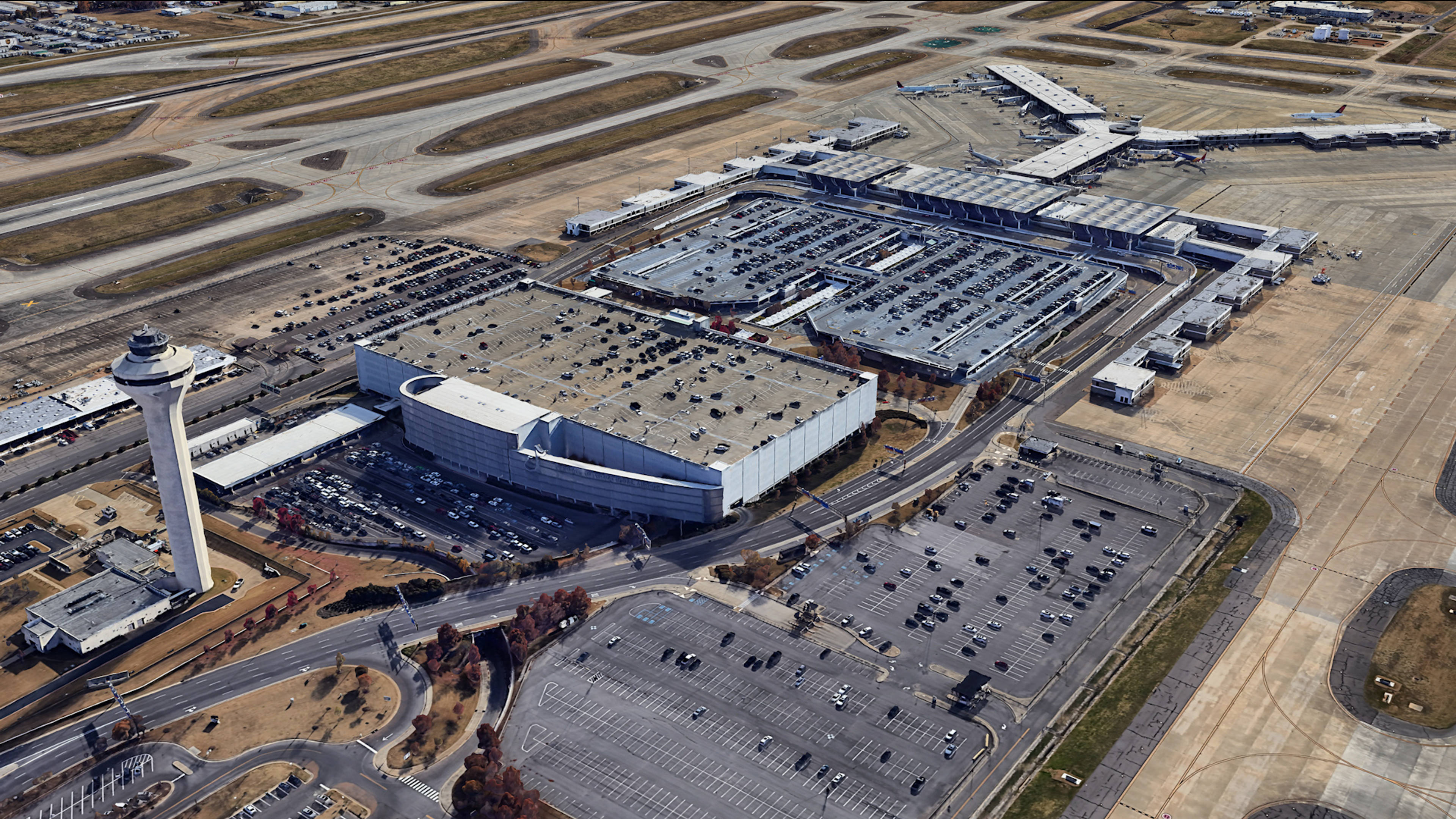 Aerial View of Memphis Airport Parking