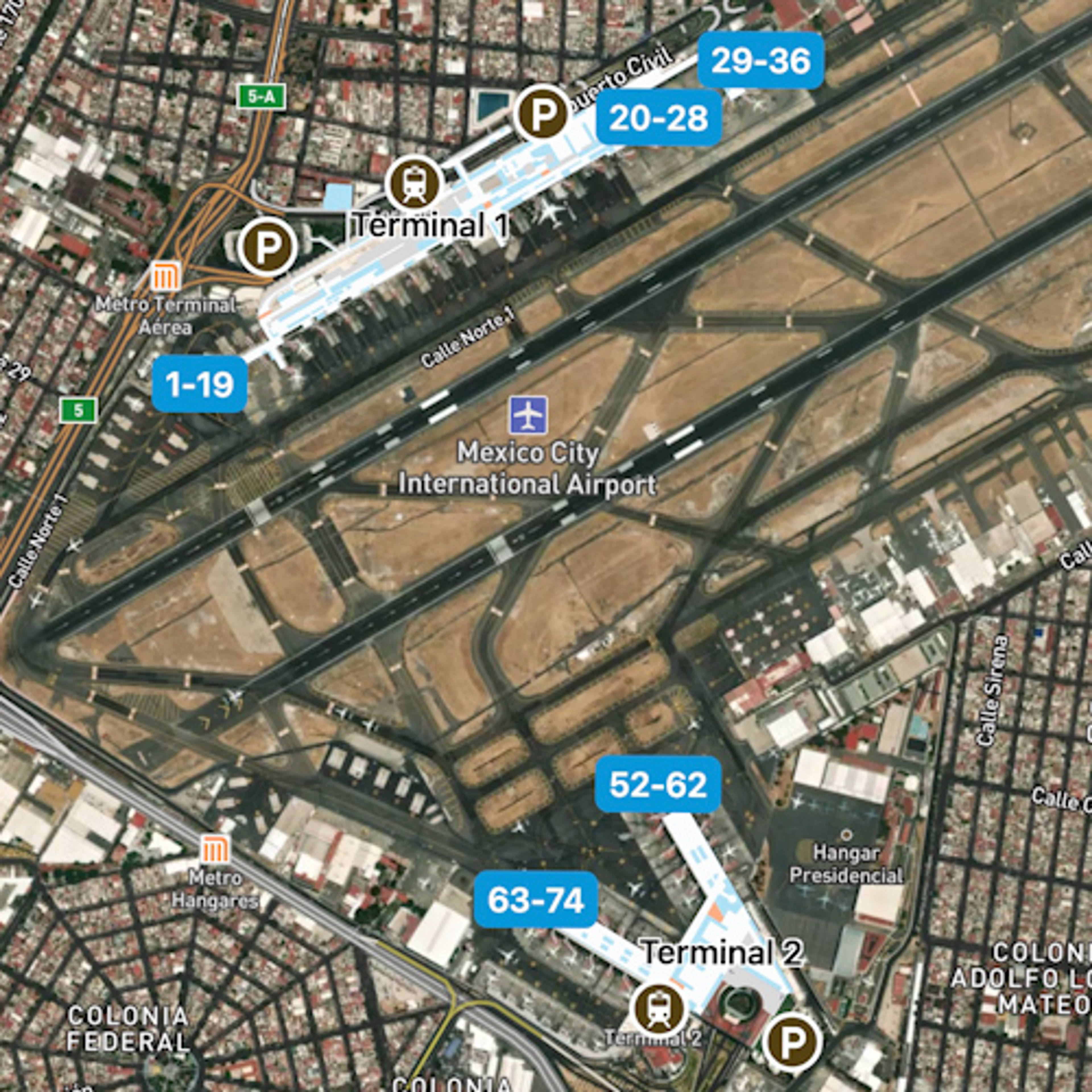 Mexico City Benito Juarez Airport MEX Terminal Overview Map