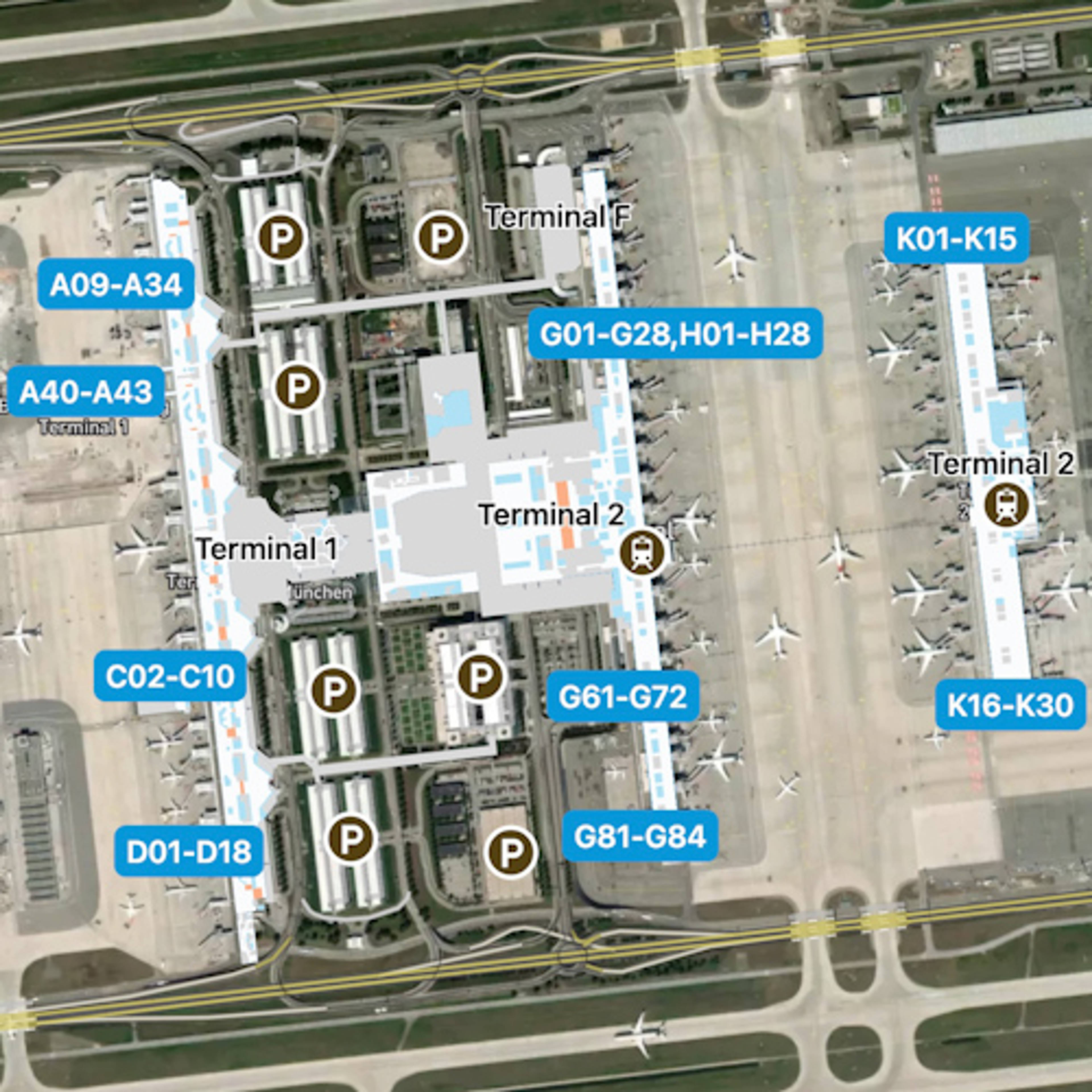 Munich Airport MUC Terminal Overview Map