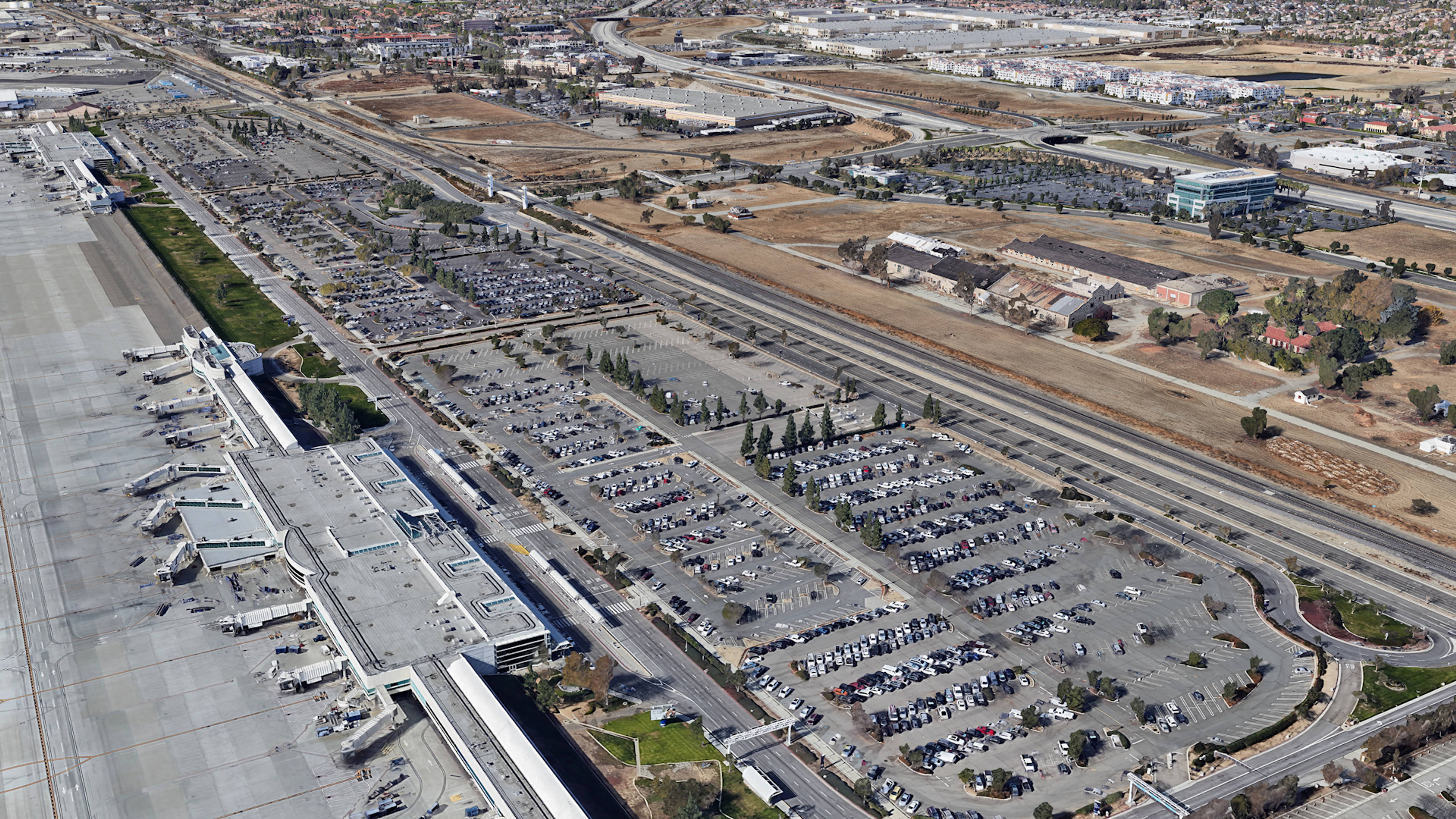 Aerial View of Ontario Airport Parking