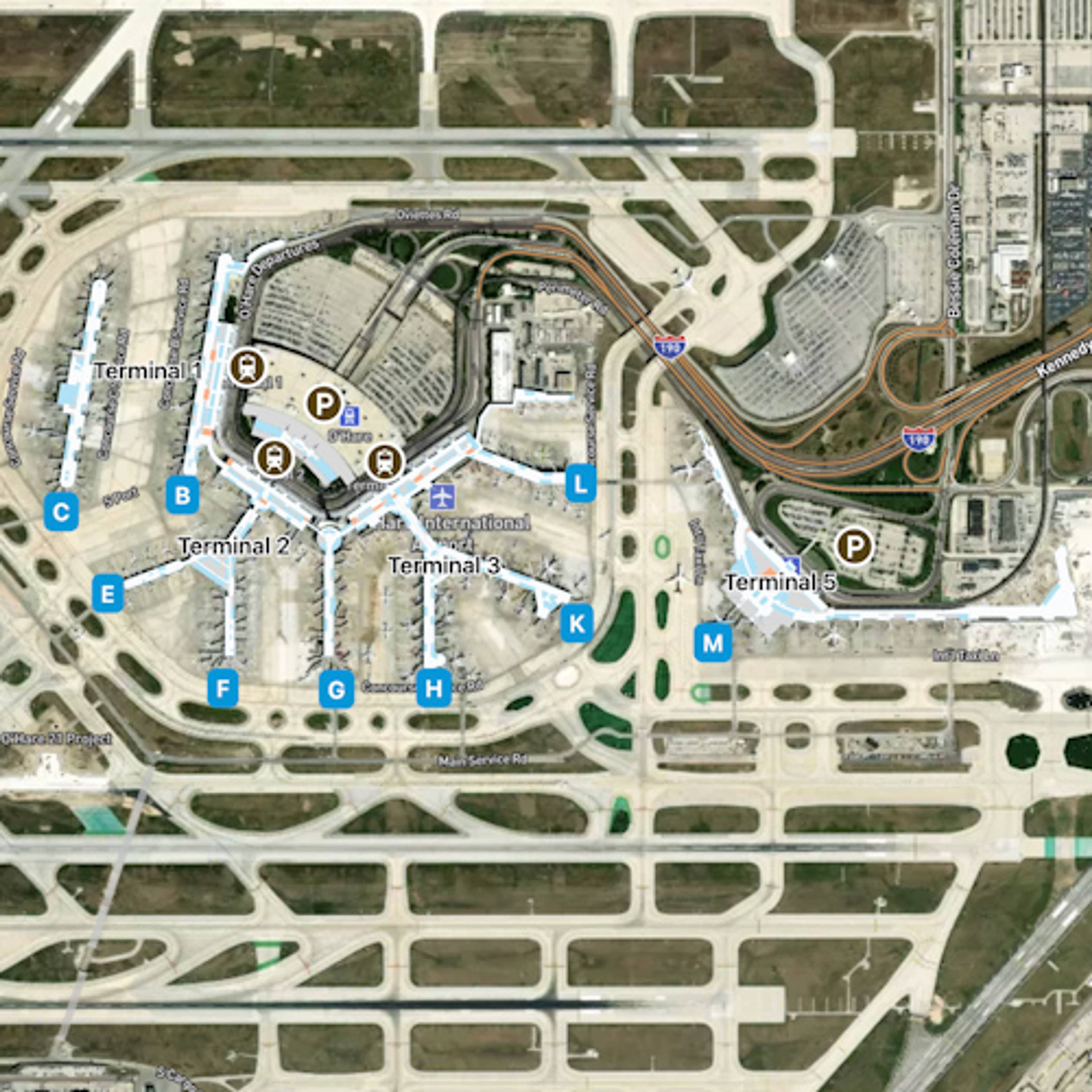Chicago OHare Airport ORD Terminal Overview Map