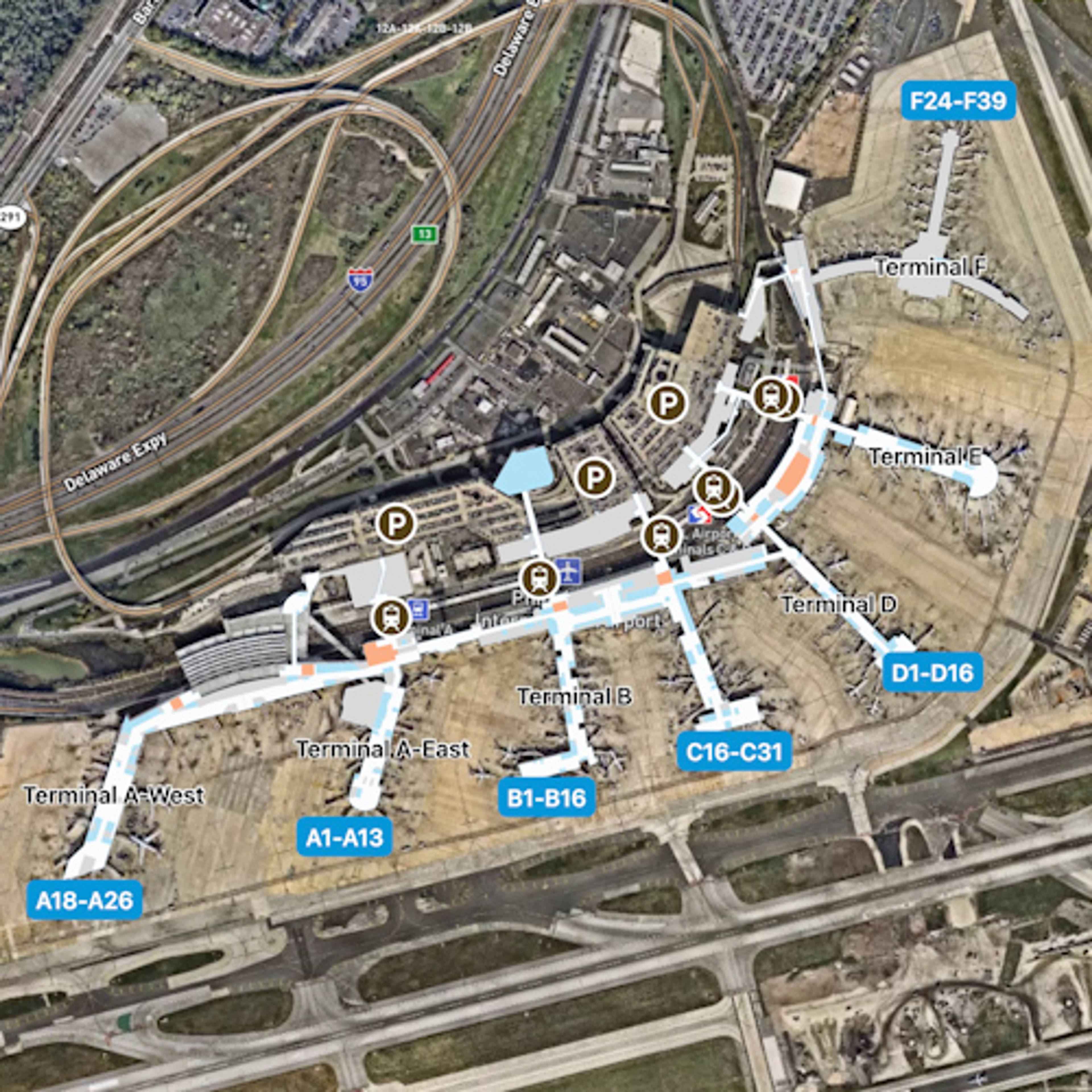 Philadelphia Airport PHL Terminal Overview Map