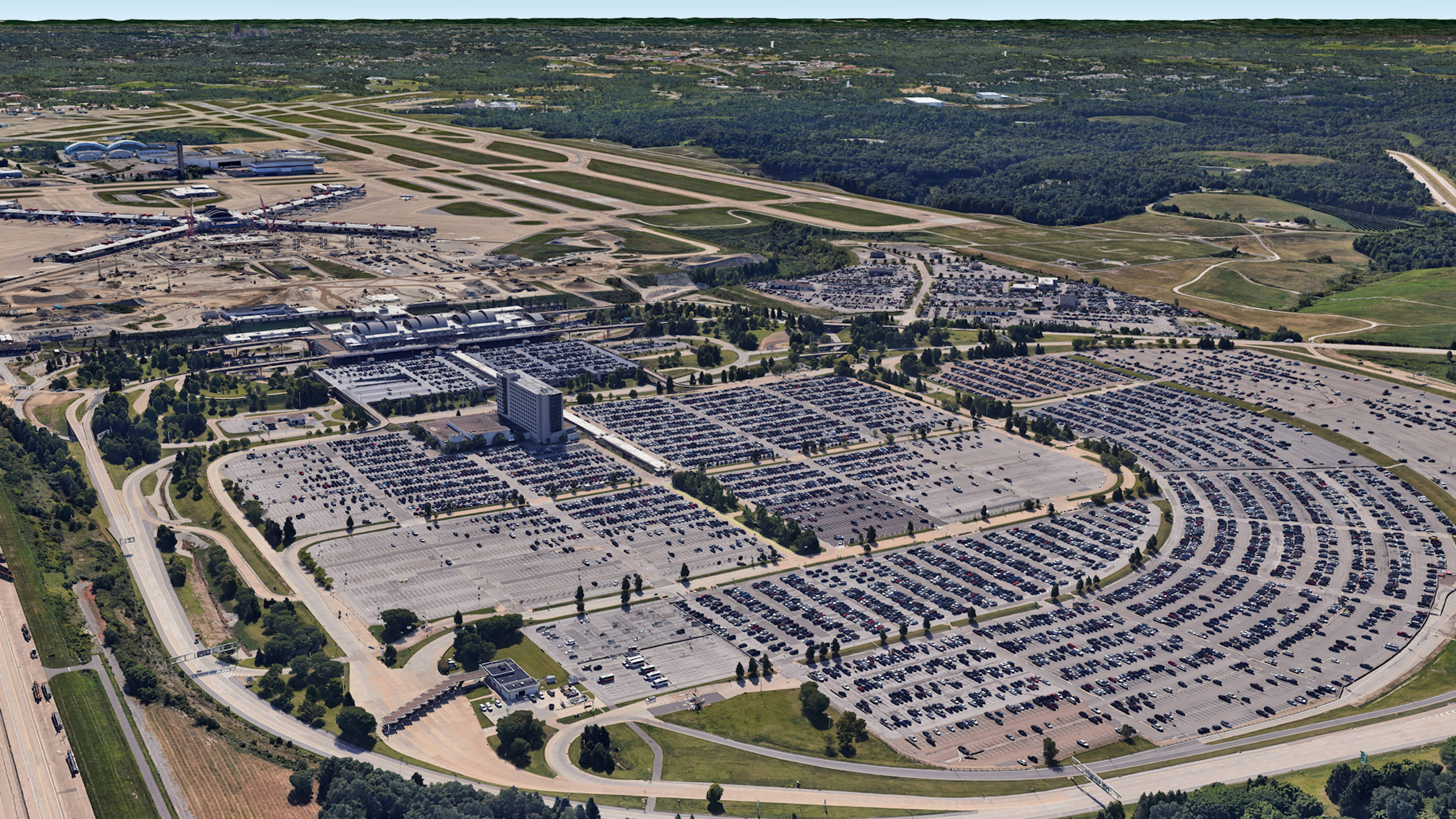 Aerial View of Pittsburgh Airport Parking