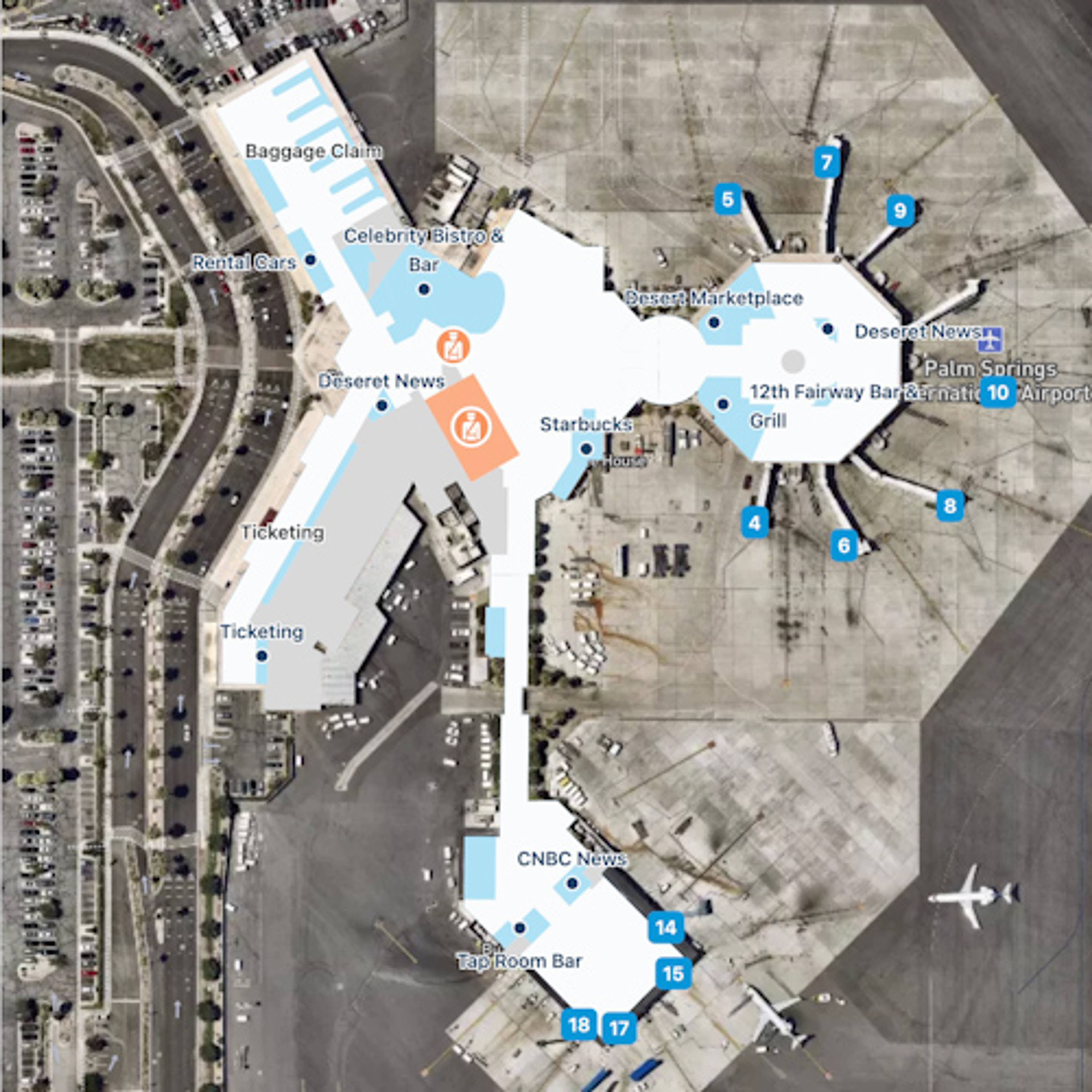 Palm Springs Airport PSP Terminal Overview Map
