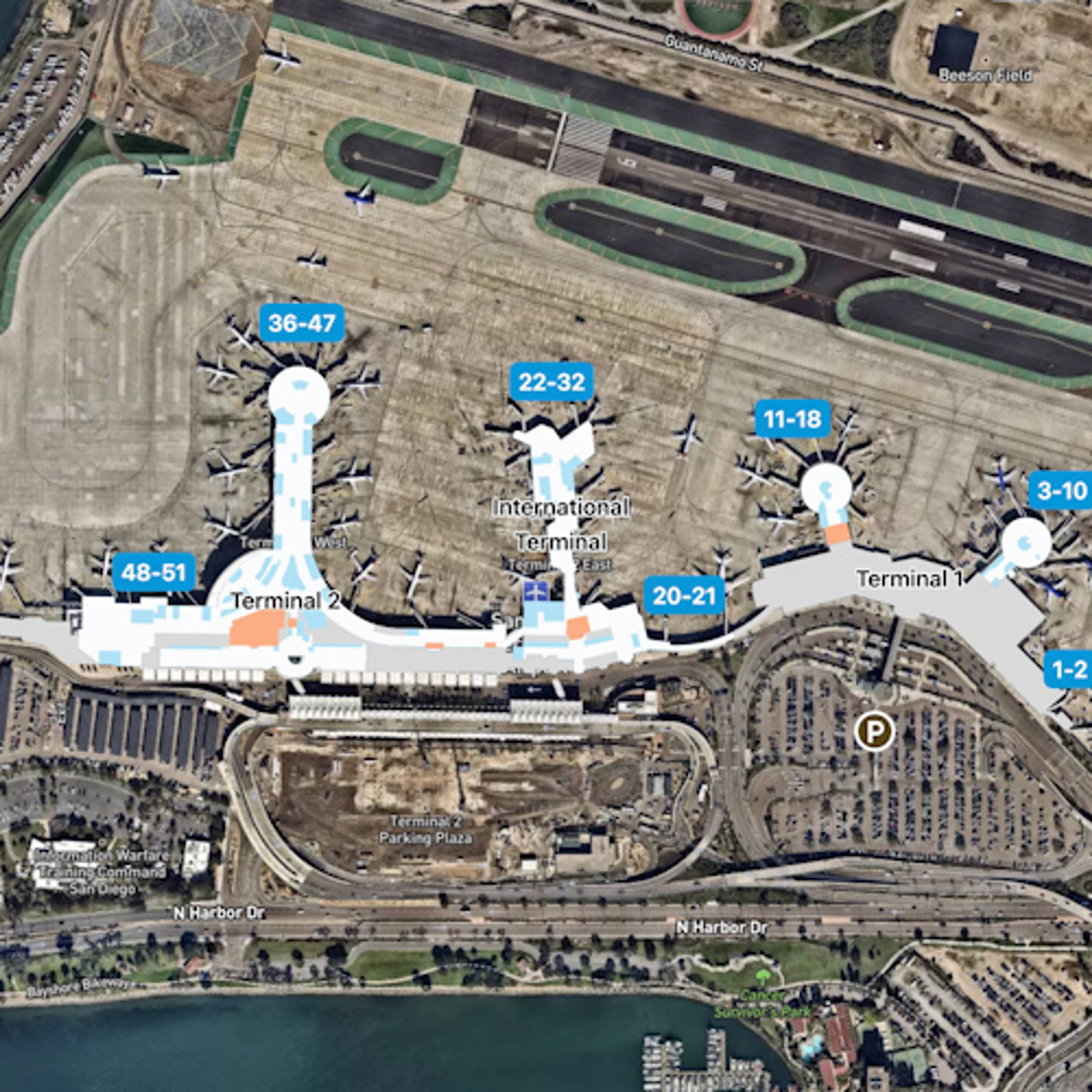 San Diego Airport SAN Terminal Overview Map