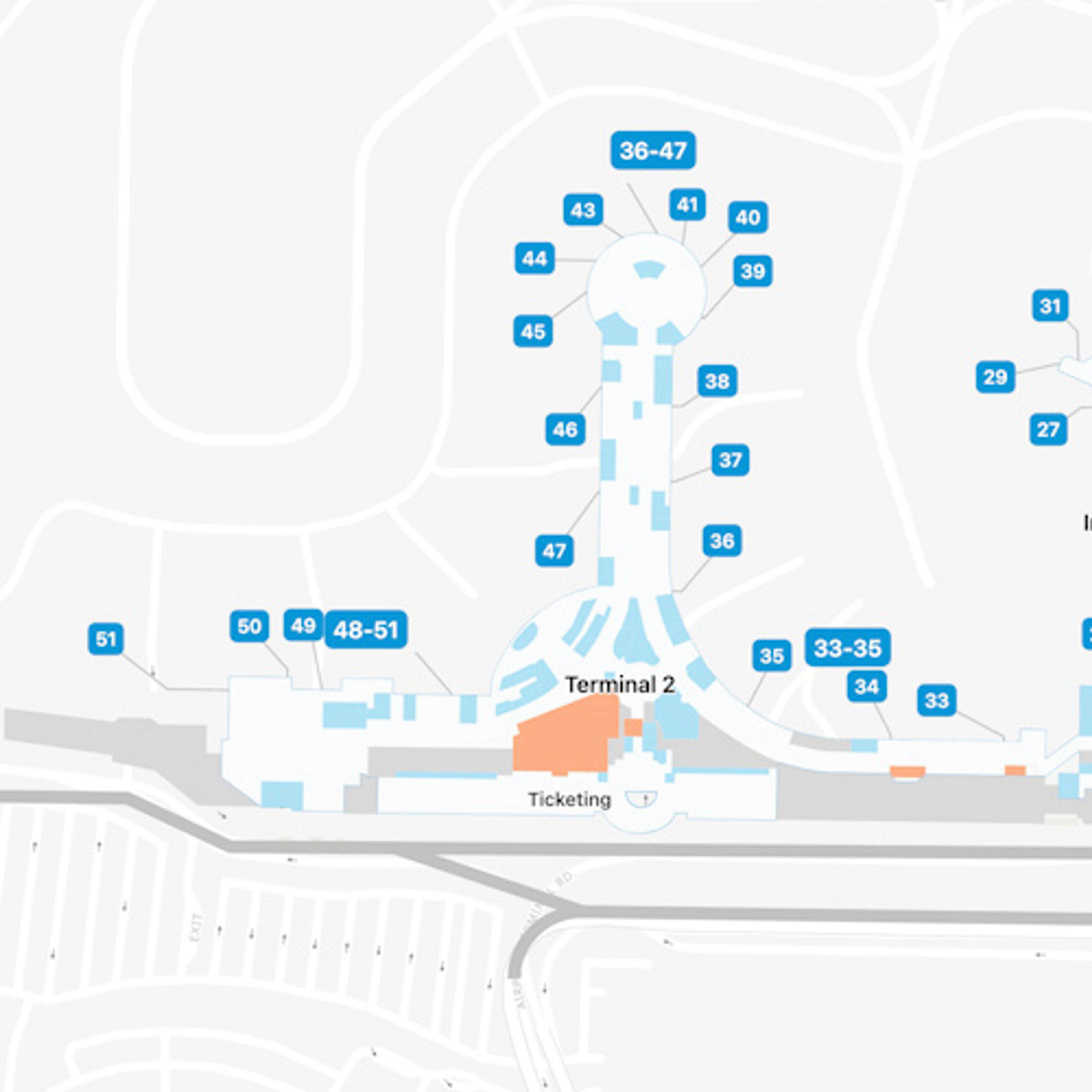 San Diego Airport SAN Terminal 2 Map