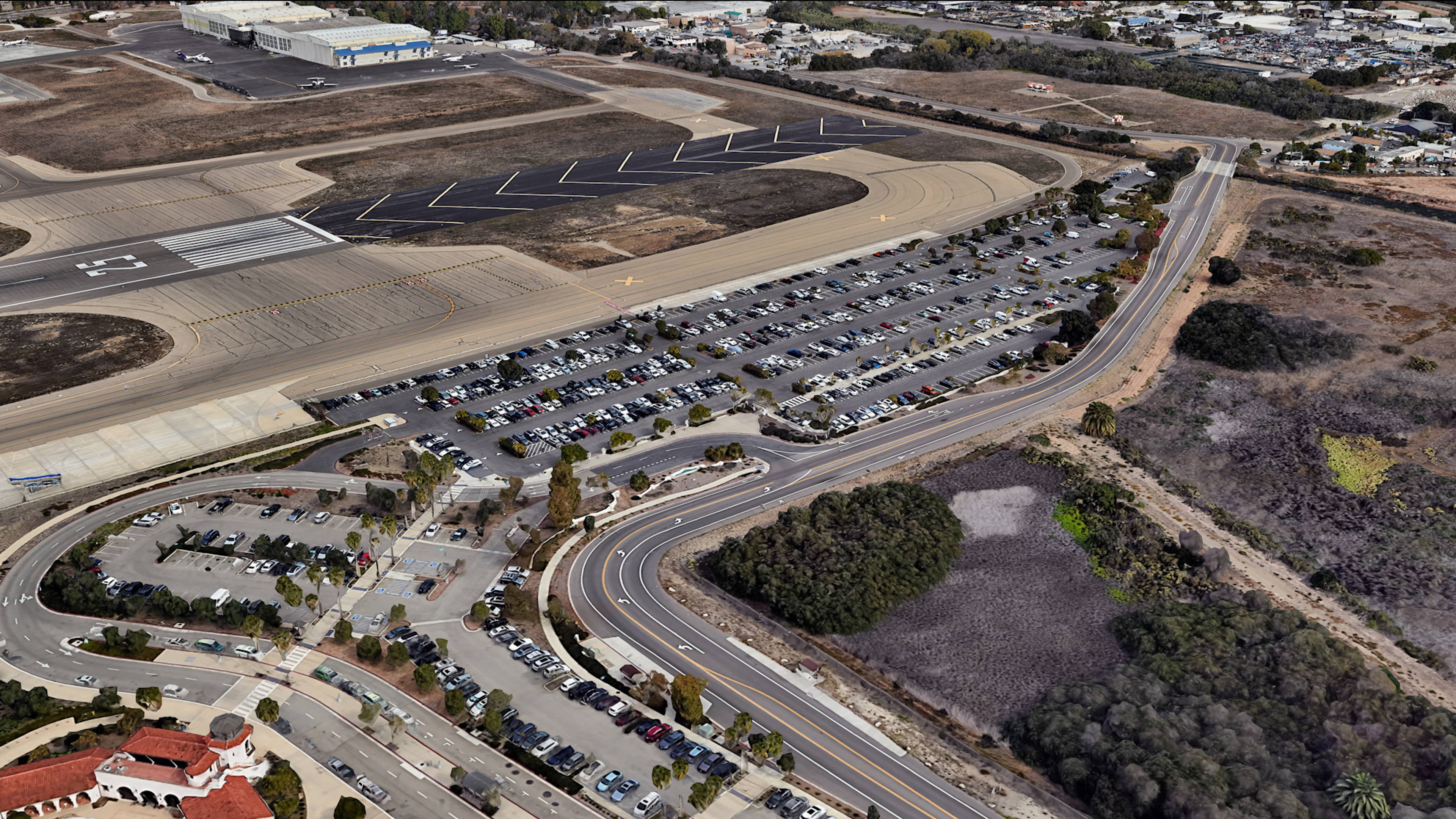 Aerial View of Santa Barbara Airport Parking