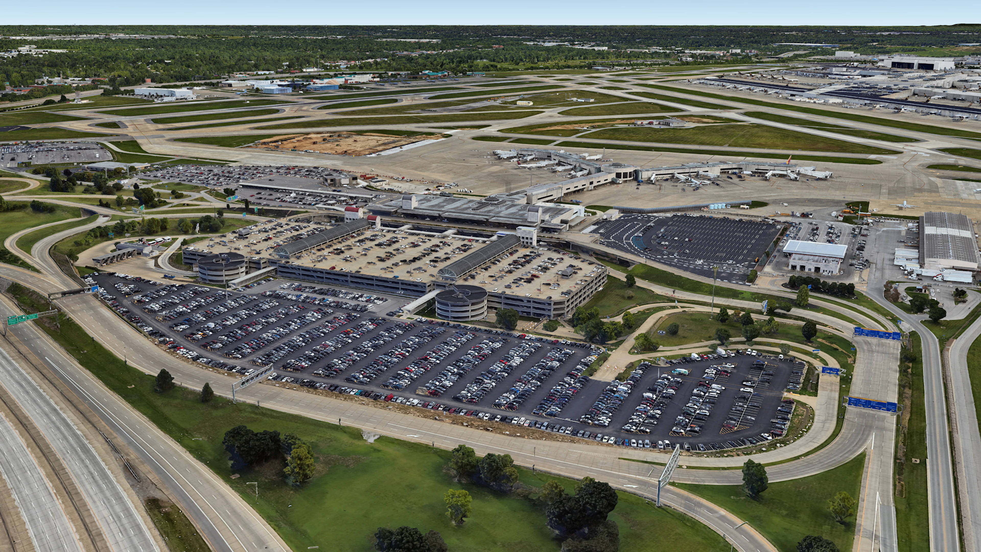 Aerial View of Louisville Airport Parking