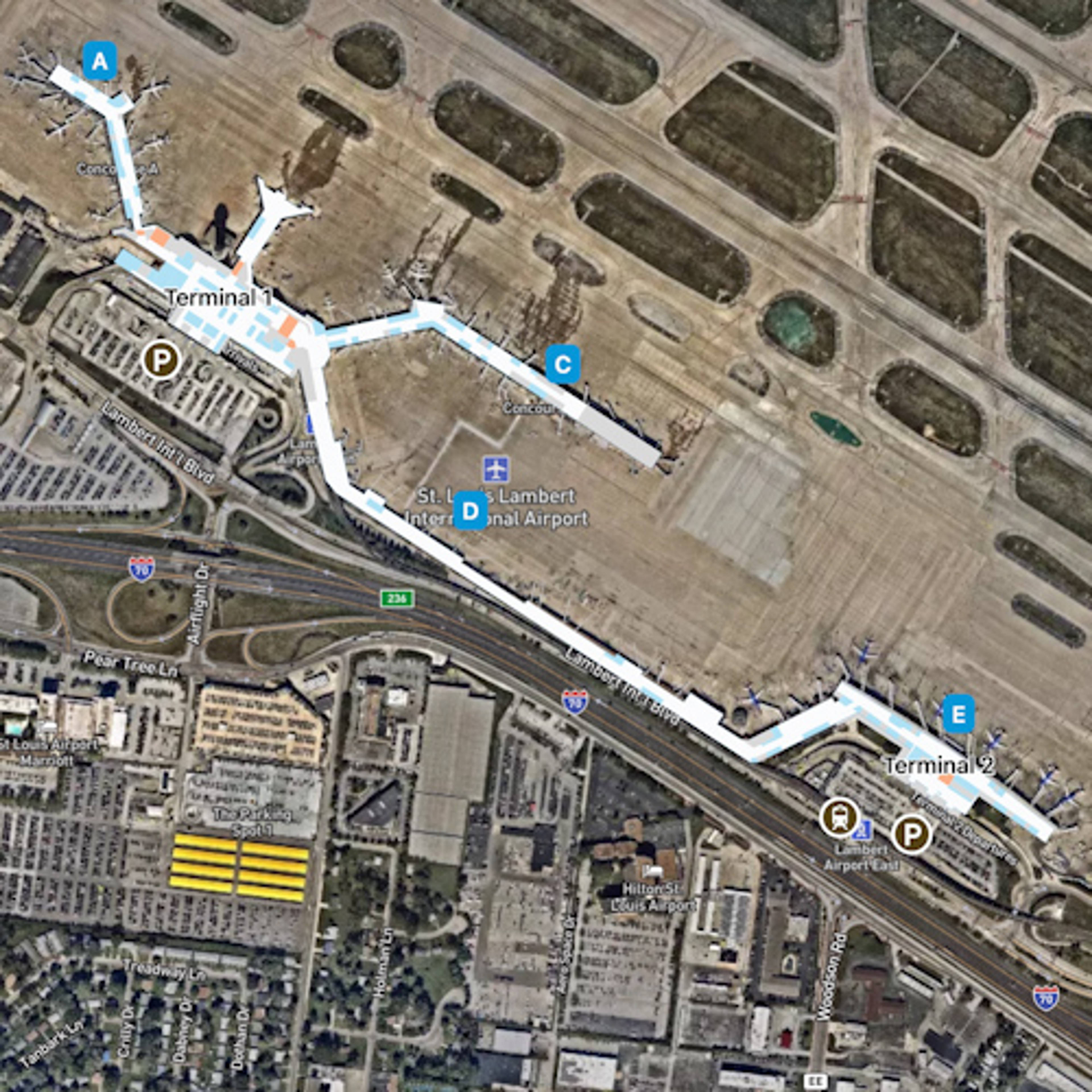 Lambert St Louis Airport STL Terminal Overview Map
