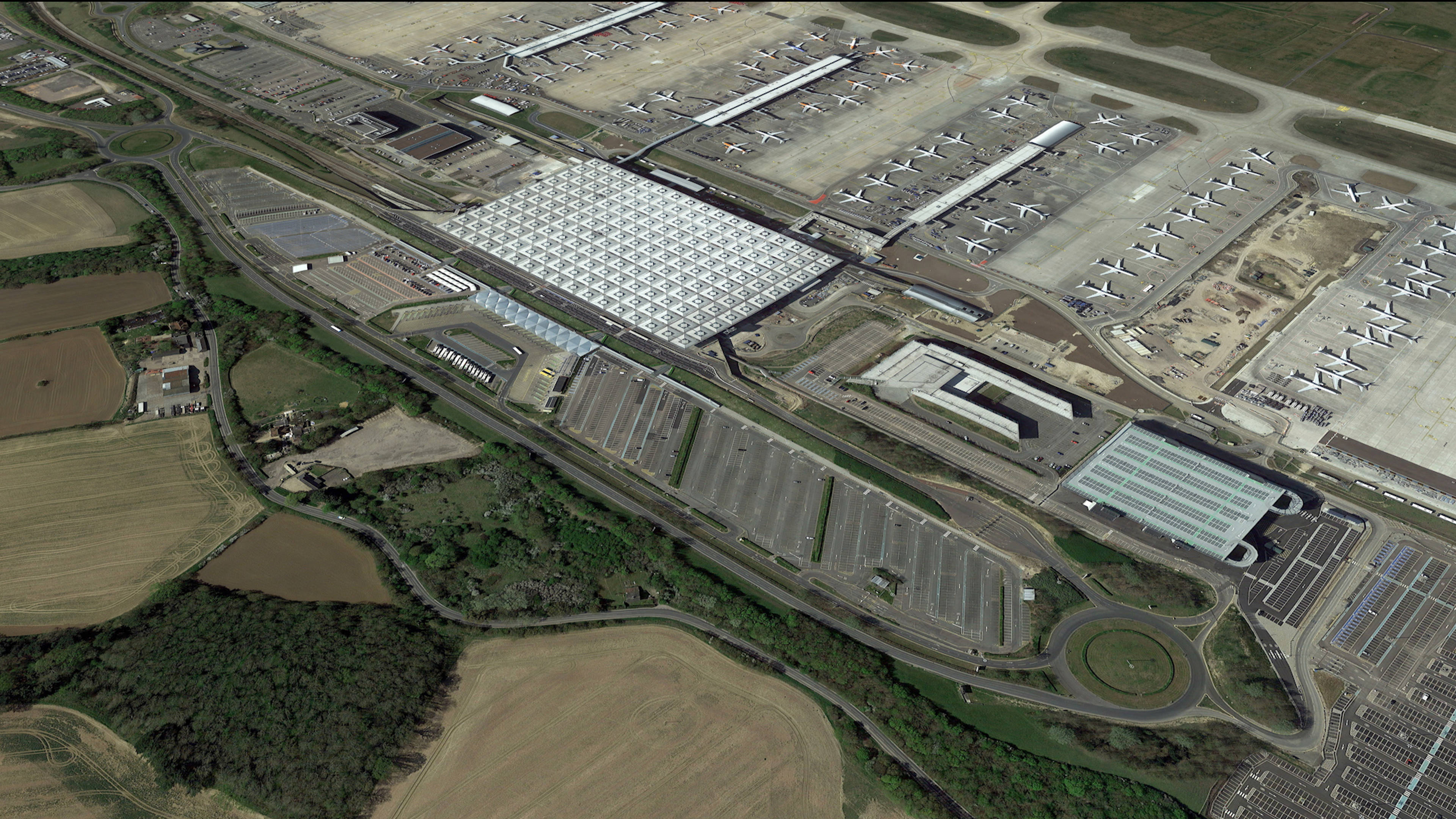 Aerial View of London Stansted Airport Parking