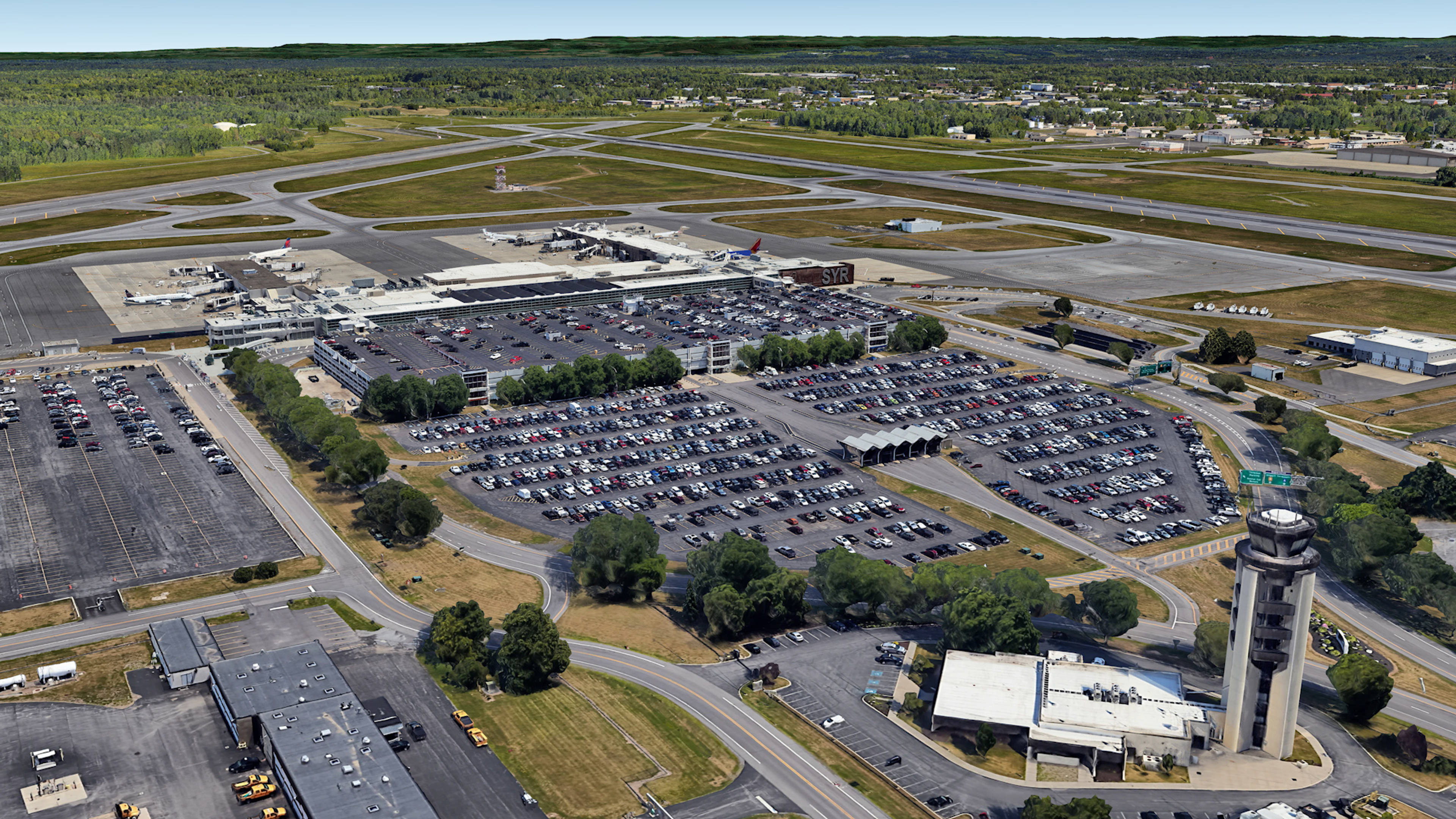 Aerial View of Syracuse Airport Parking