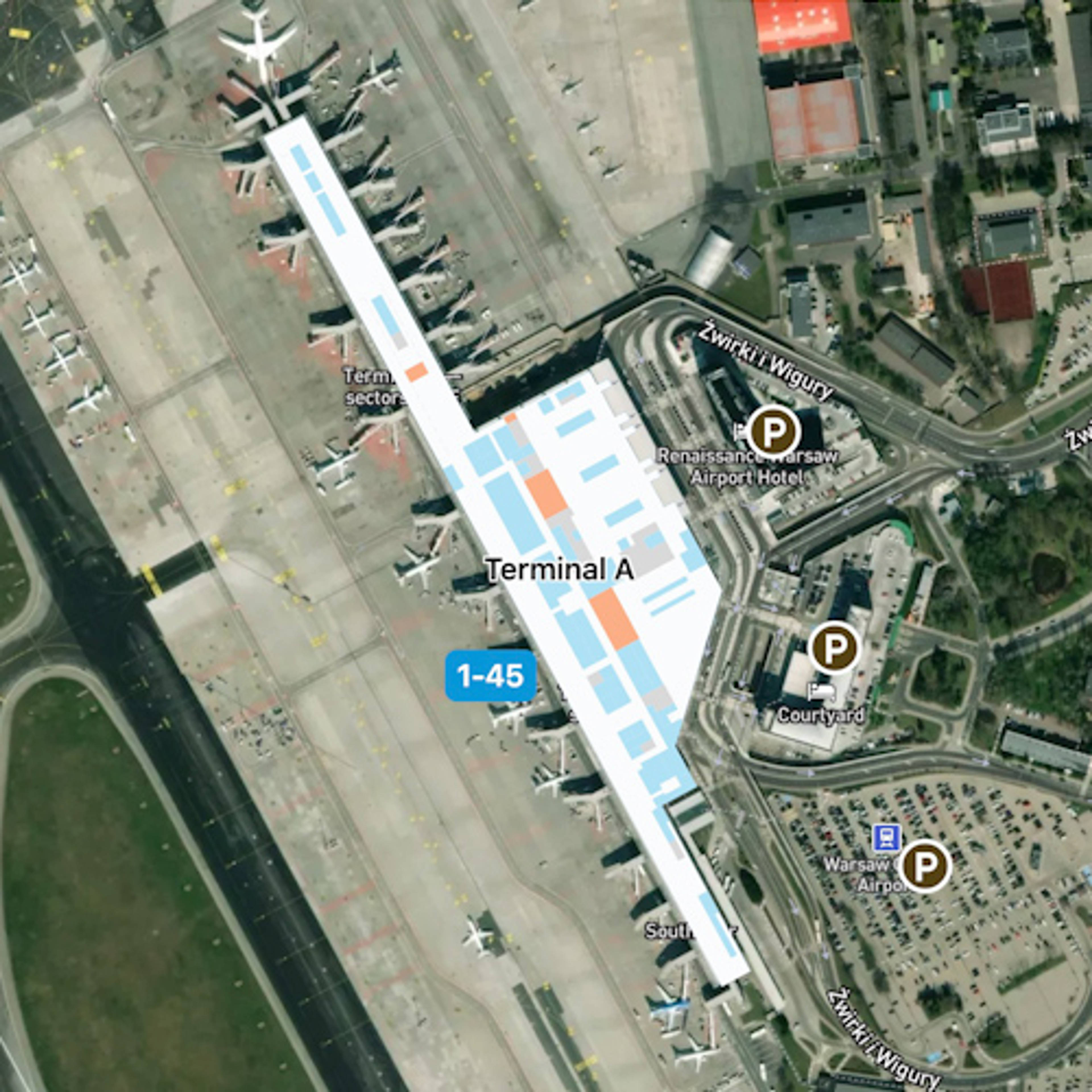 Warsaw Fryderyk Chopin Airport WAW Terminal Overview Map