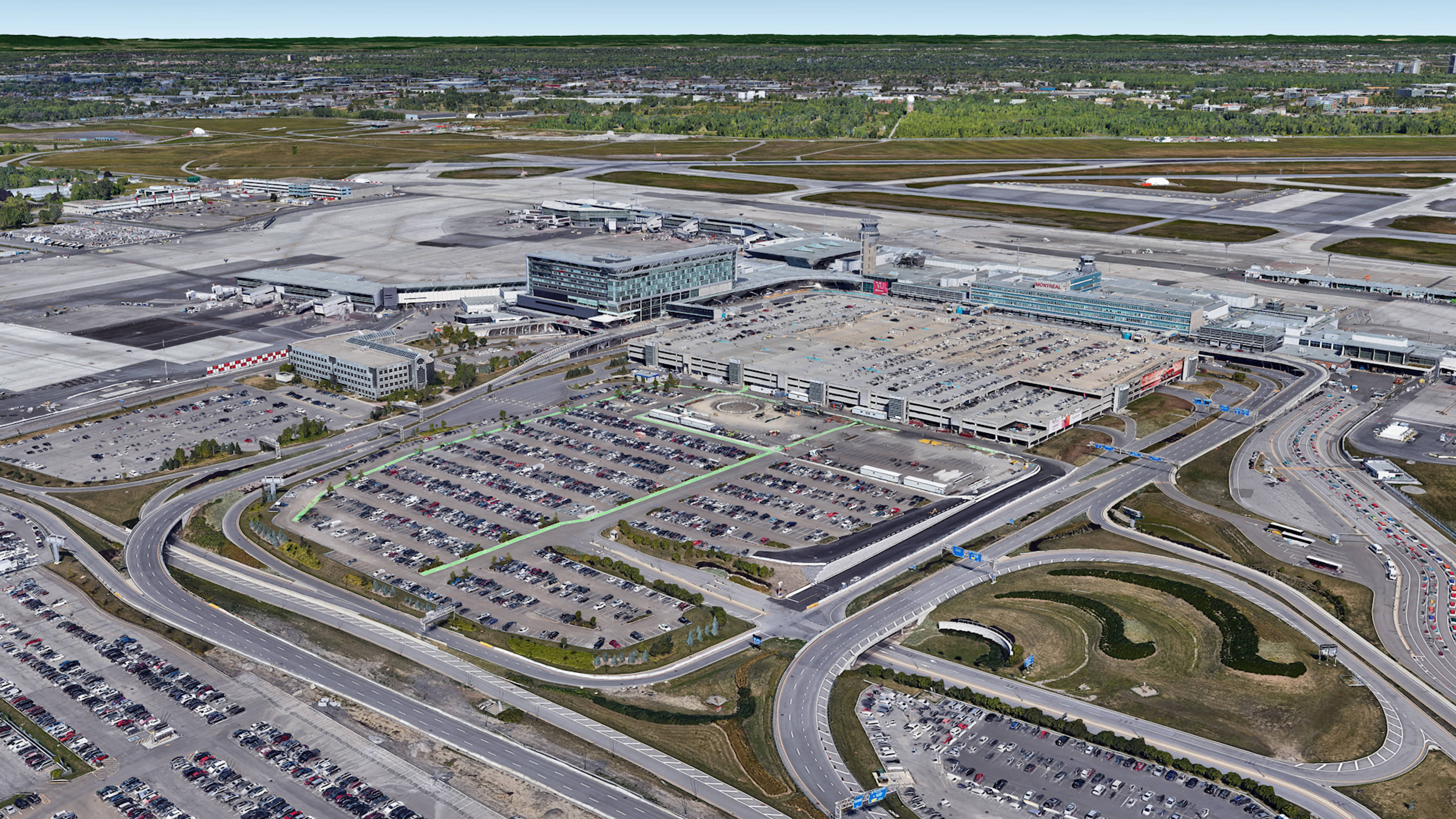 Aerial View of Dorval Airport Parking