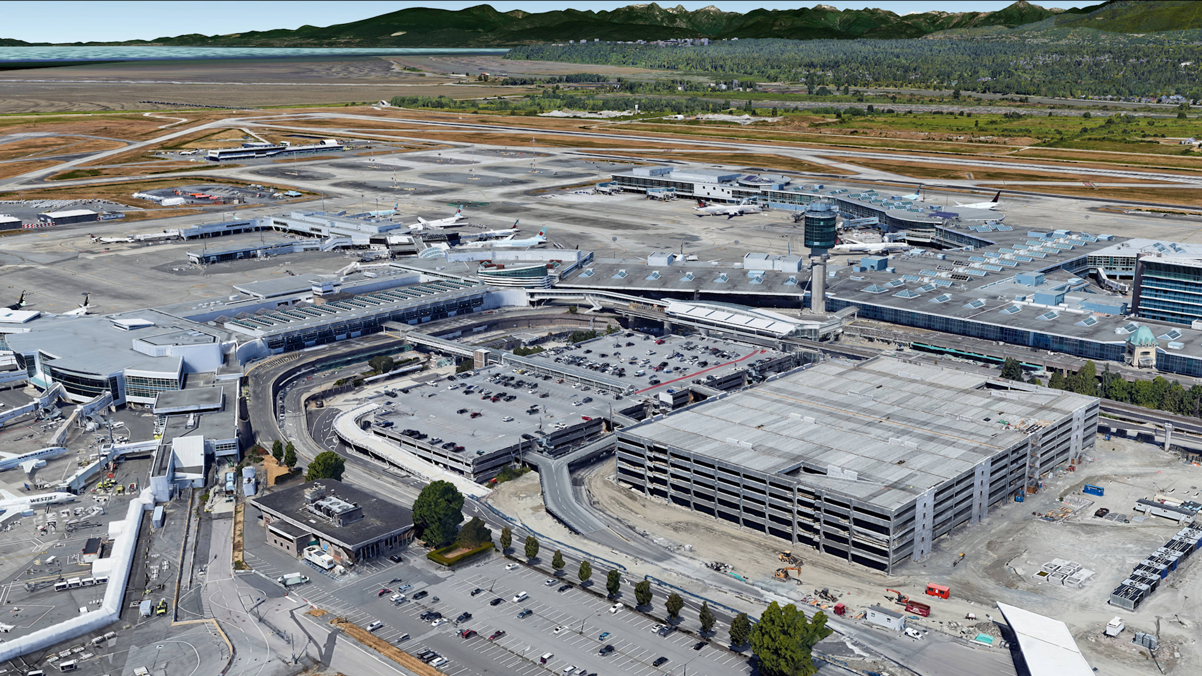 Aerial View of Vancouver Airport Parking