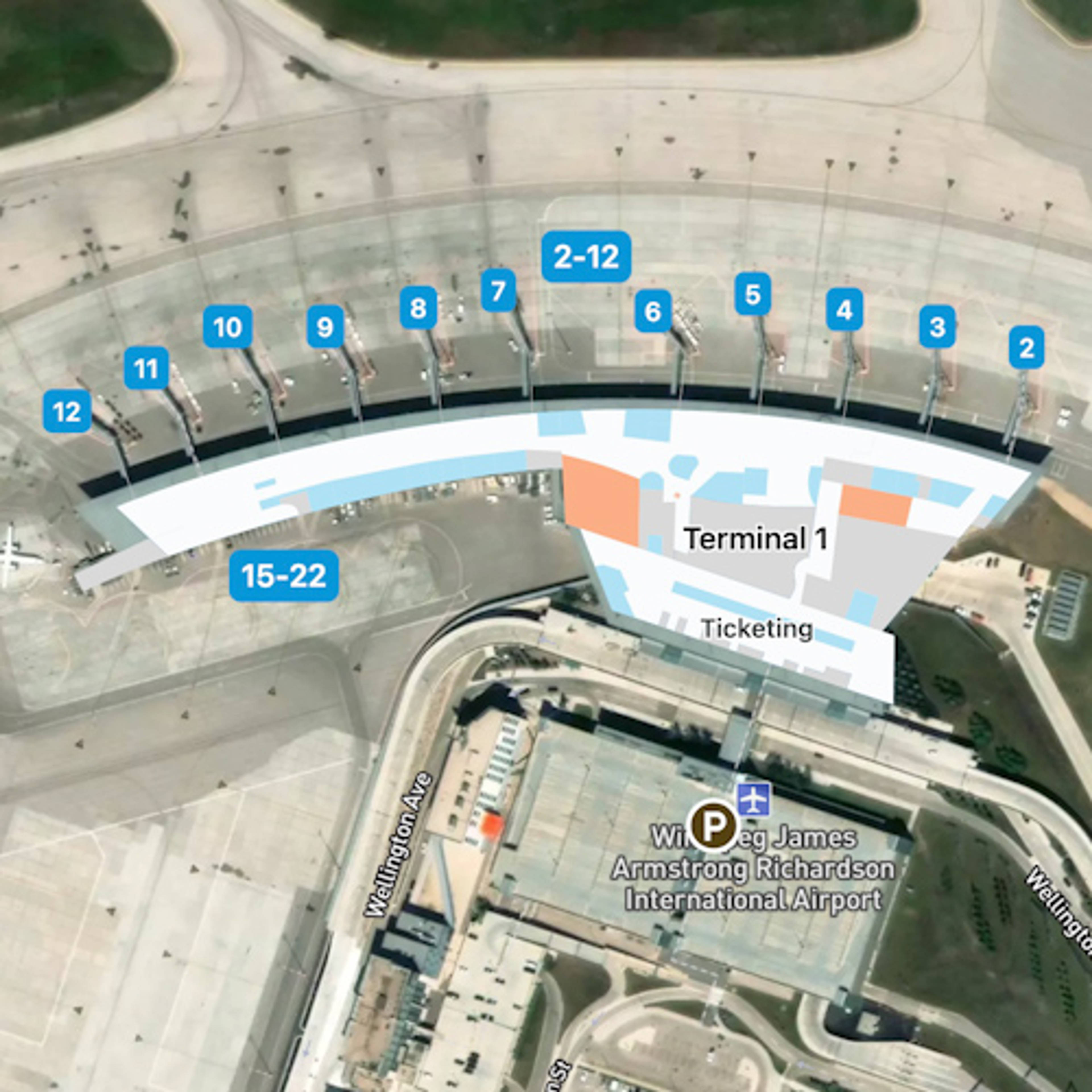 Winnipeg Airport YWG Terminal Overview Map