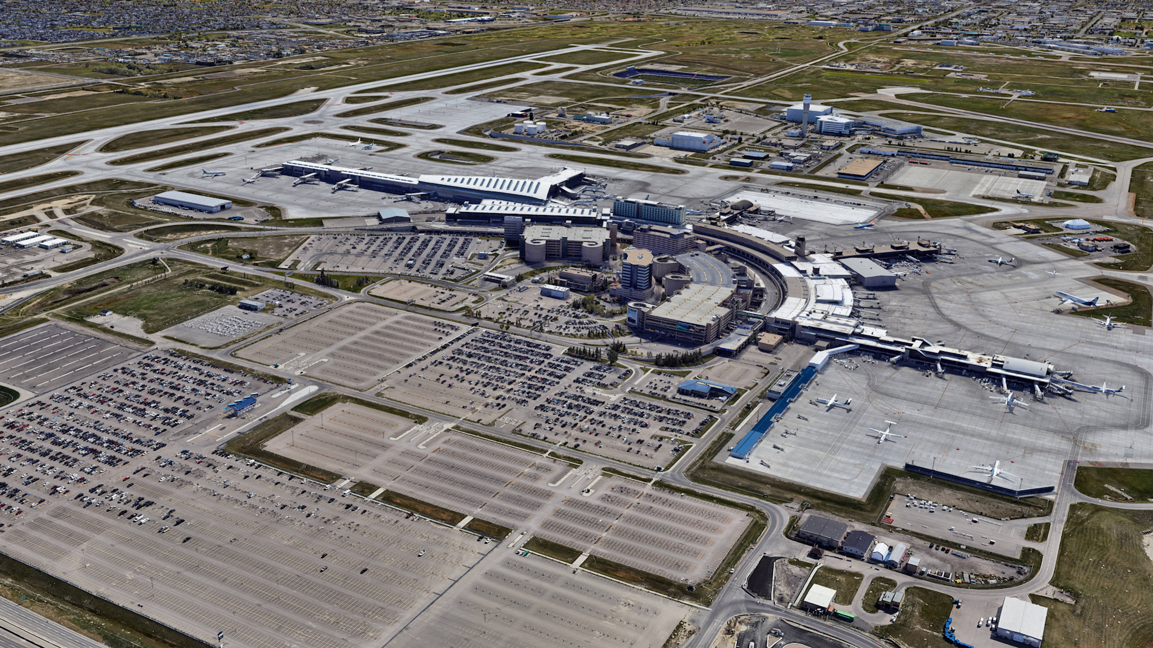 Aerial View of Calgary Airport Parking