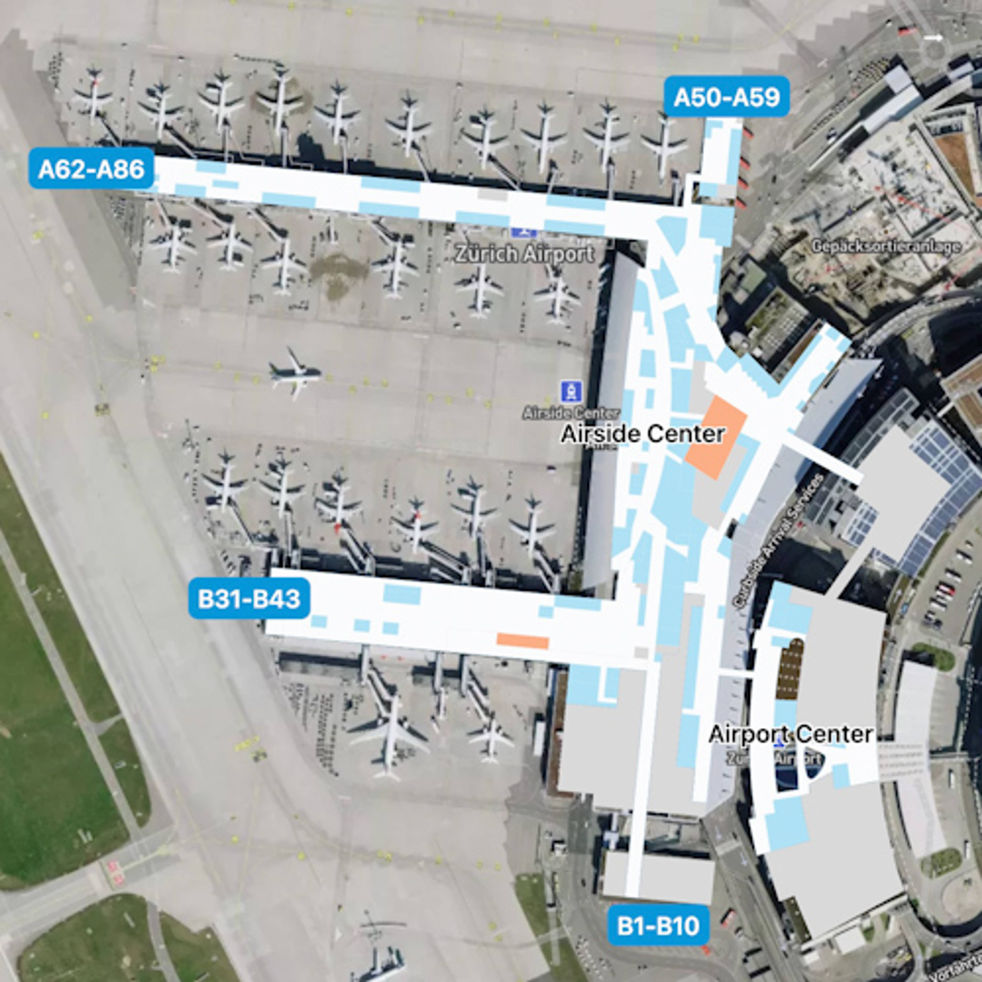 Zurich Airport ZRH Terminal Overview Map