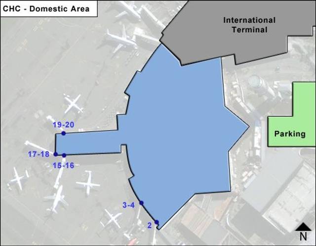 Christchurch Airport Domestic Area Map & Guide