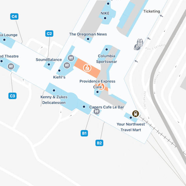 Portland Airport Concourse B Map Guide   Portland PDX Concourse B 