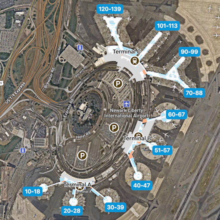 Newark Liberty Airport Map Guide to EWR's Terminals