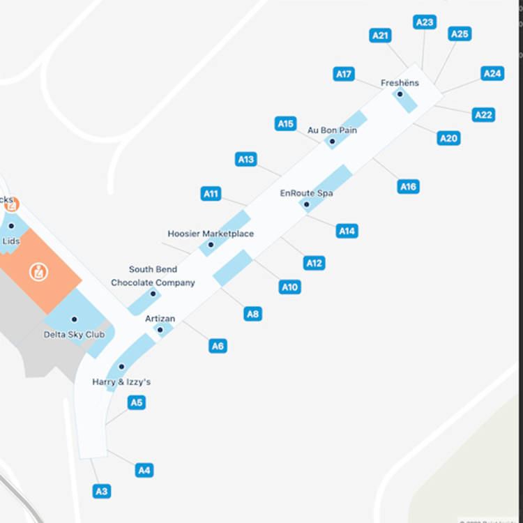 Indianapolis Airport Concourse A Map Guide   Indianapolis IND Concourse A 