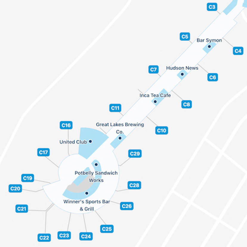 Cleveland Hopkins Airport Map CLE Terminal Guide   Cleveland Hopkins CLE Concourse C 