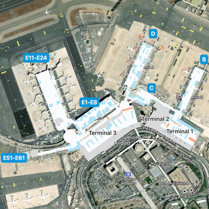 Rome Da Vinci Airport Map Guide To Fcos Terminals