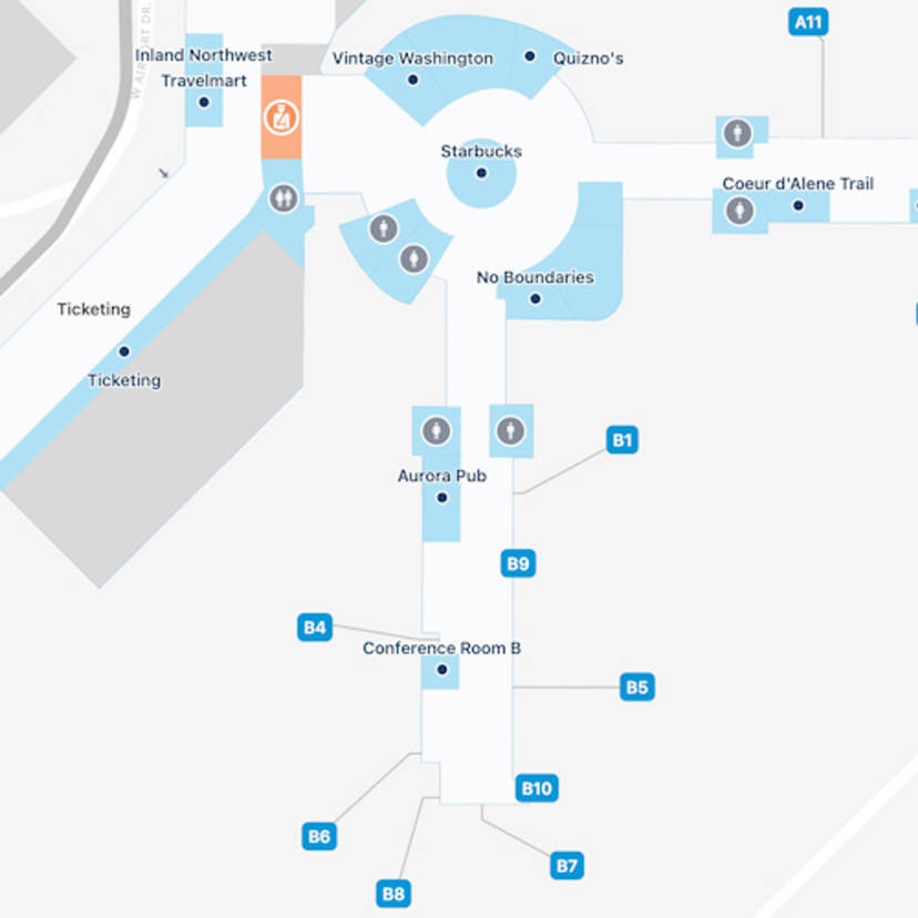 Spokane Airport Concourse B Map & Guide