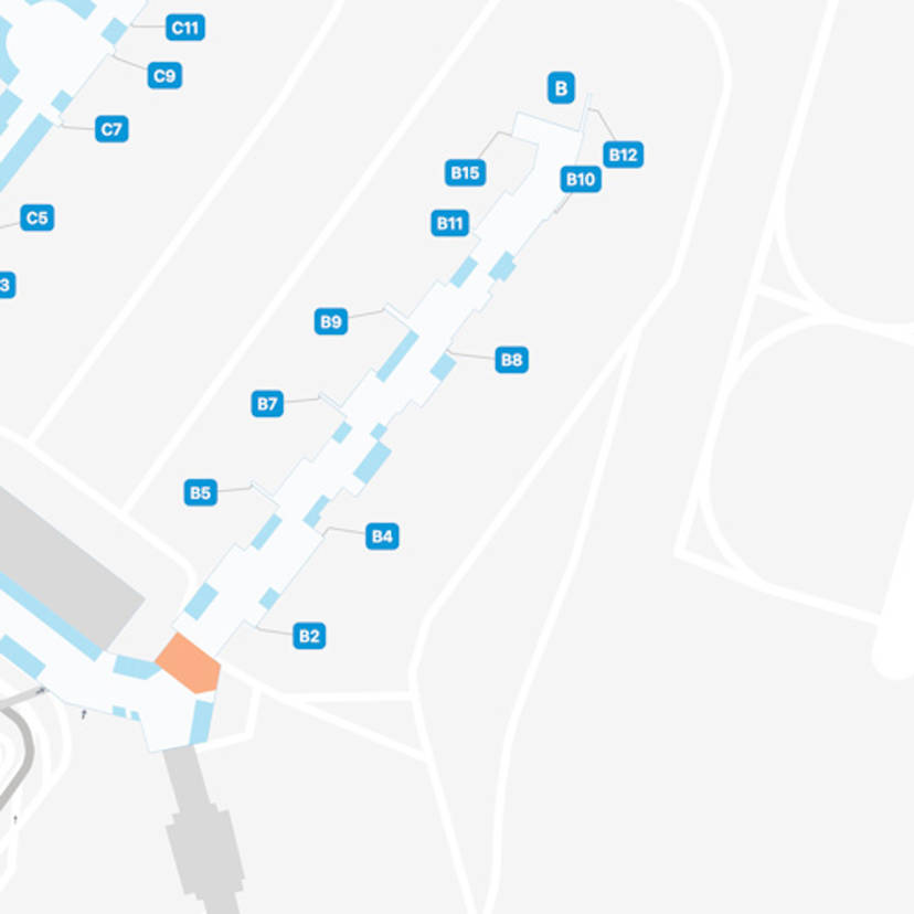 New Orleans Airport Map Guide To MSY S Terminals   New Orleans Louis Armstrong MSY Concourse B 